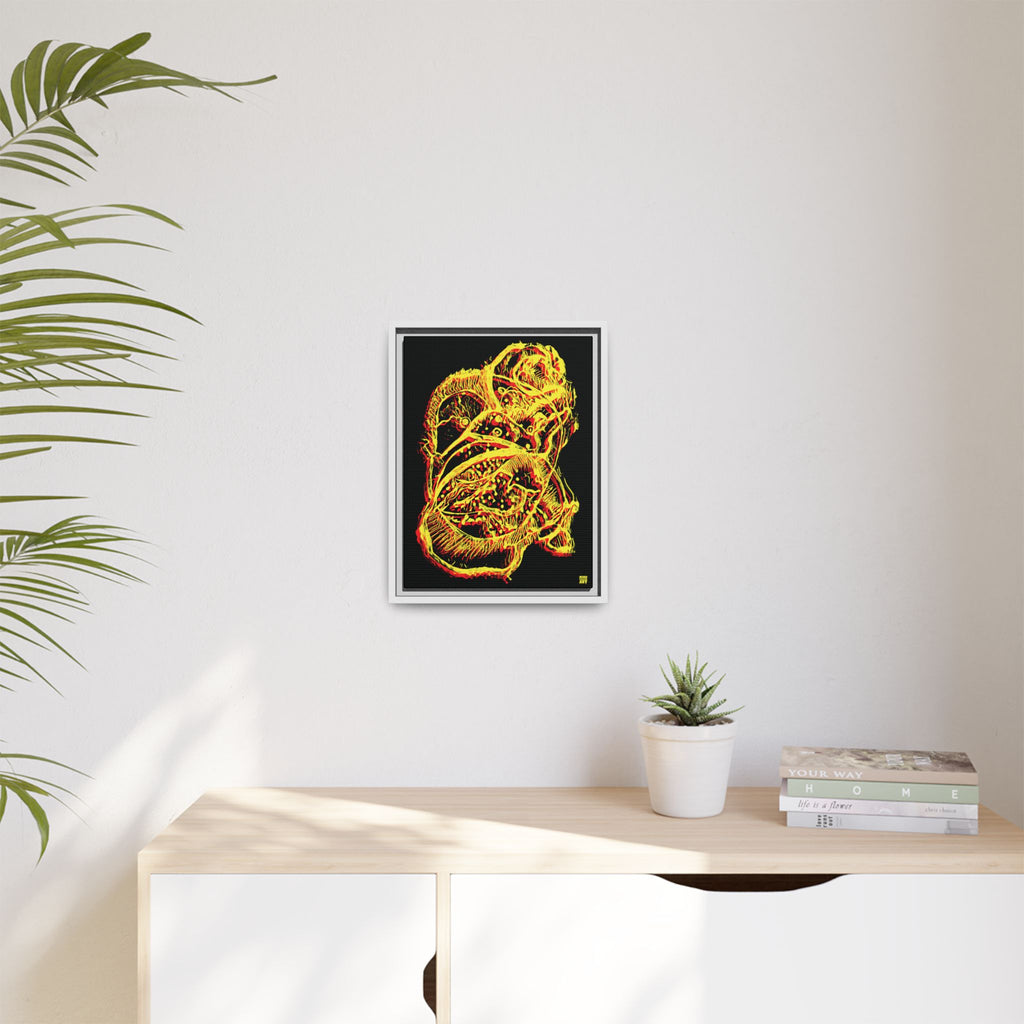 Exploration (Blur, Red & Yellow, Black Background) Matte Canvas, Framed