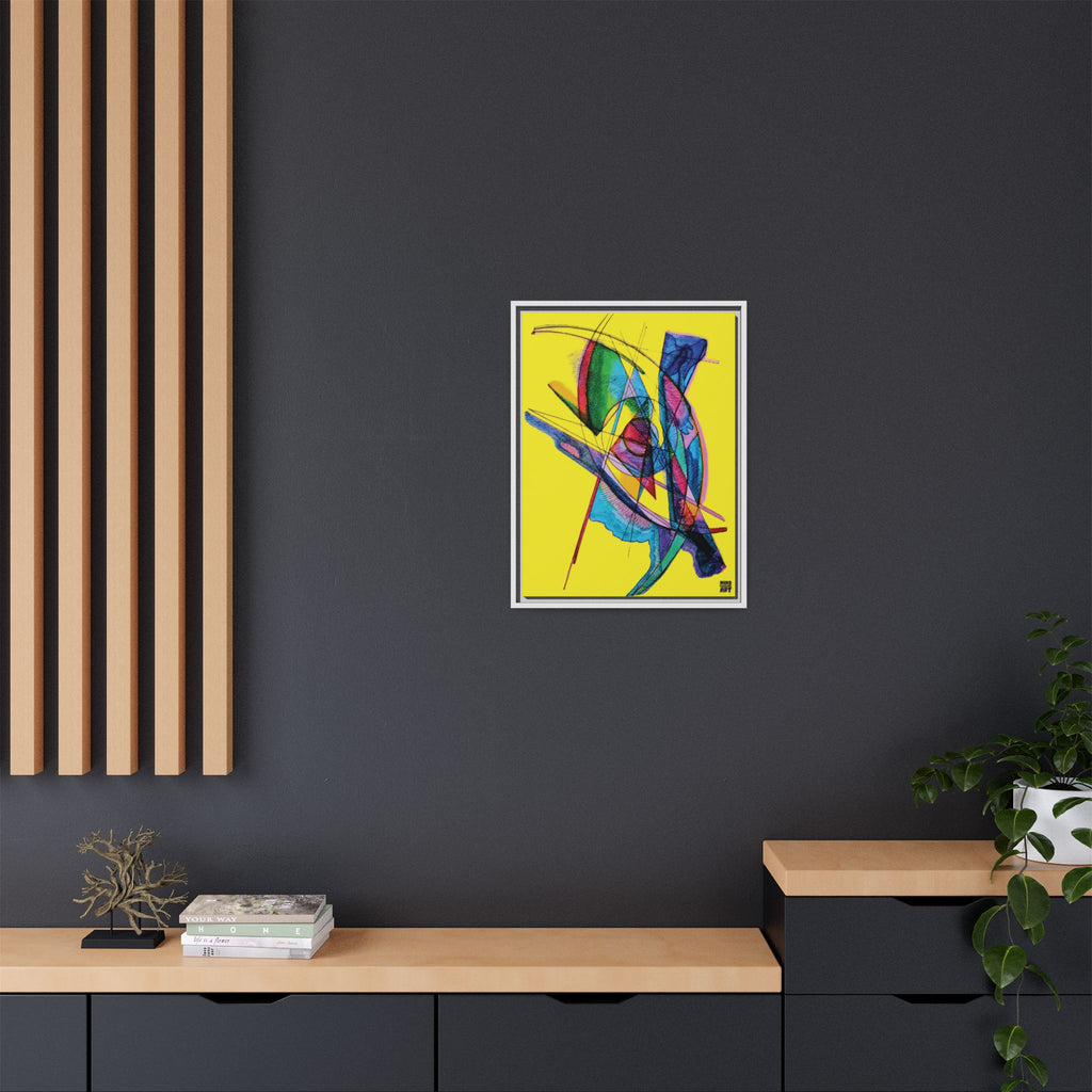 Watching (Yellow Background) Matte Canvas, Framed