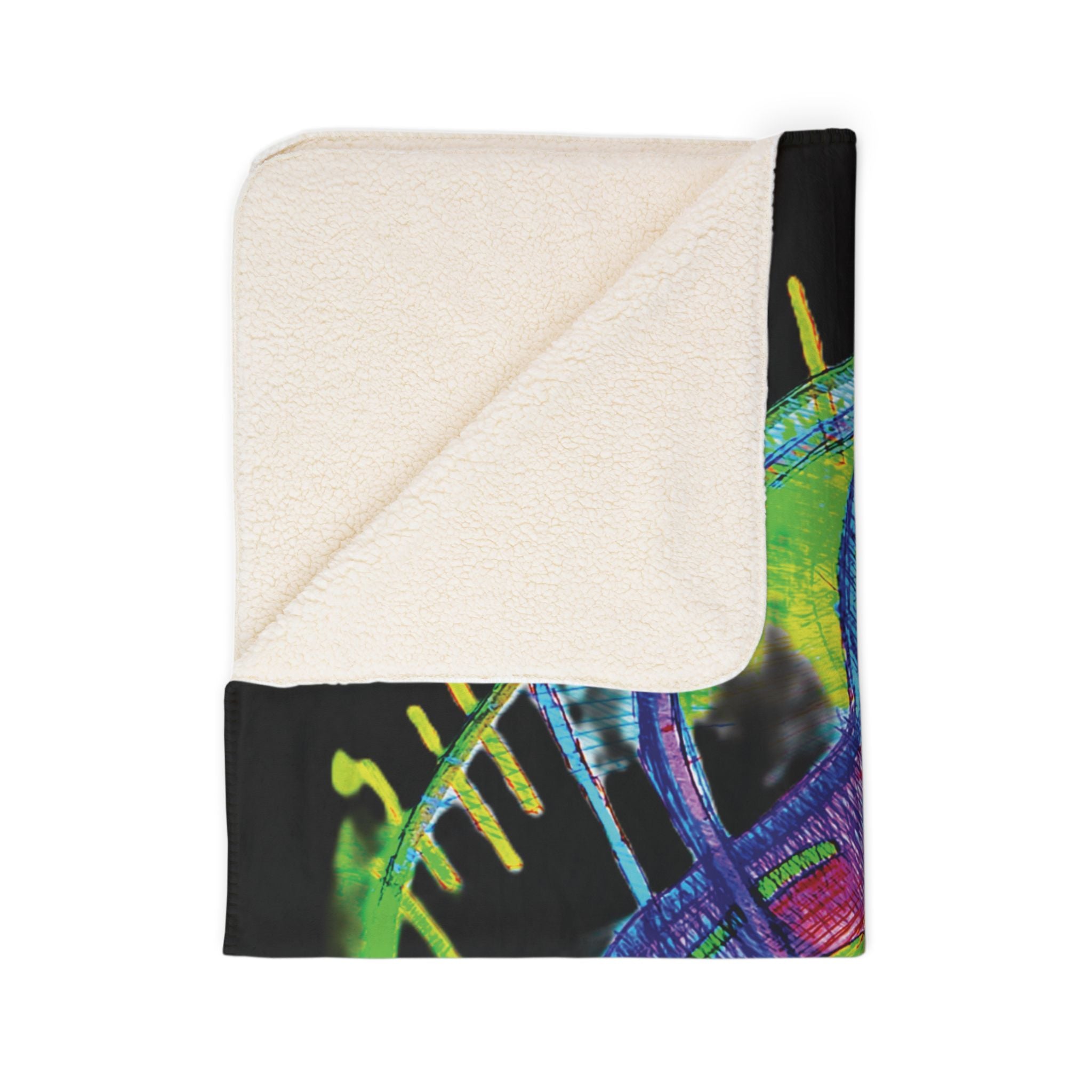 Jelly Jam (Black Background) Fleece Sherpa Blanket