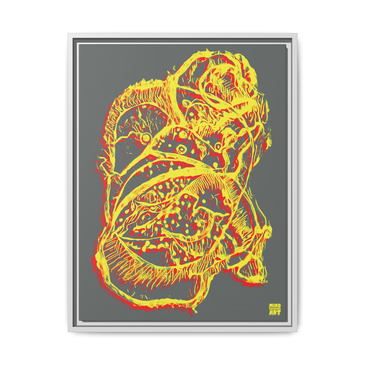 Exploration (Blur, Red & Yellow, Dark Gray Background) Matte Canvas, Framed