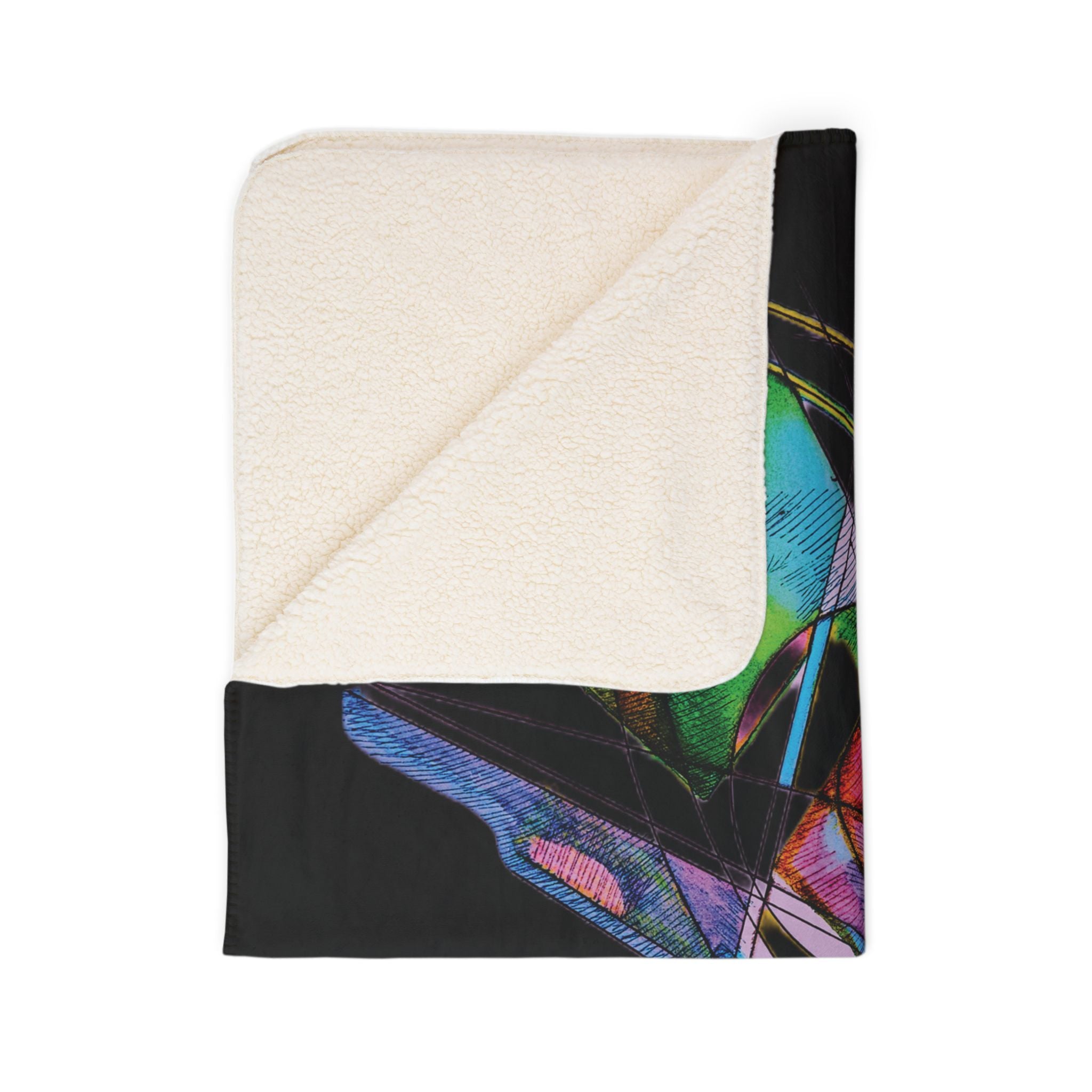 Watching (Black Background) Fleece Sherpa Blanket