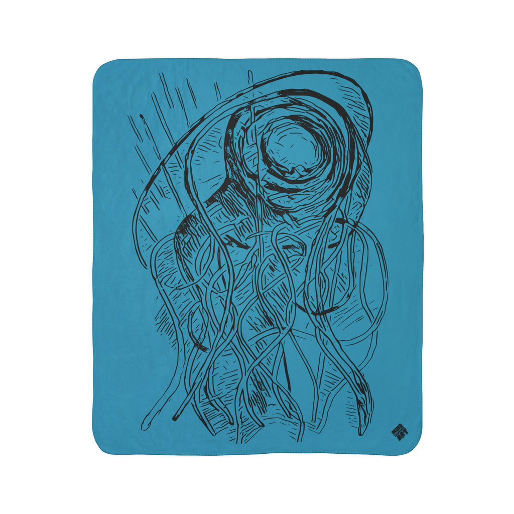 Jelly Jam (Black, Turquoise Background) Fleece Sherpa Blanket