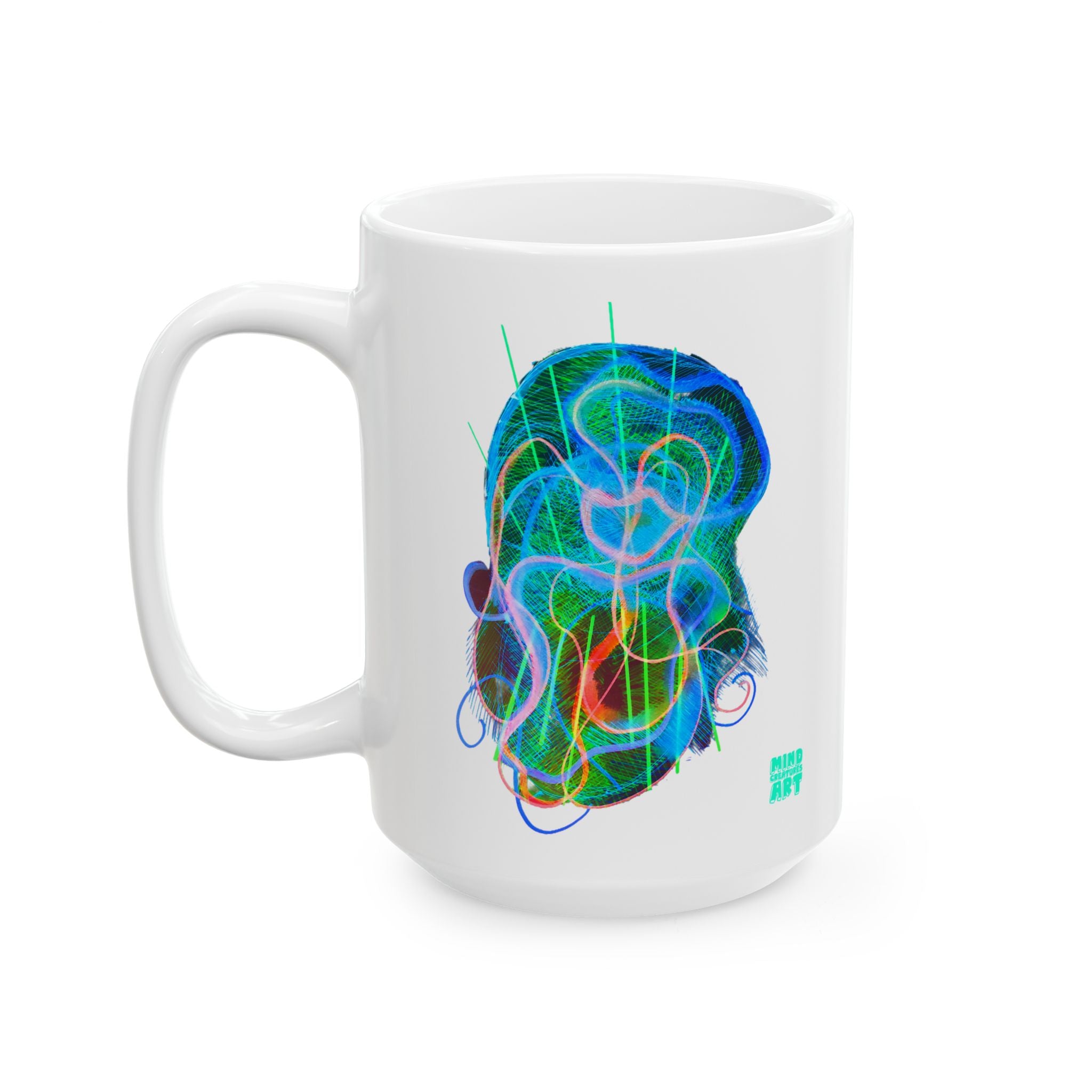Davy Jones (Electric Green & Blue) White Ceramic Mug, (11oz, 15oz)