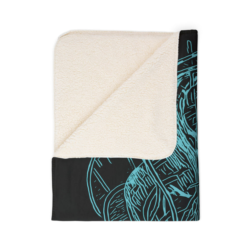Jelly Jam (Aqua, Black Background) Fleece Sherpa Blanket