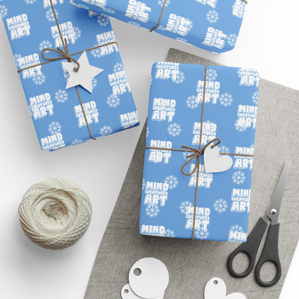 MCA Logo & Snowflake (White, Light Blue Background) Heavy Wrapping Paper