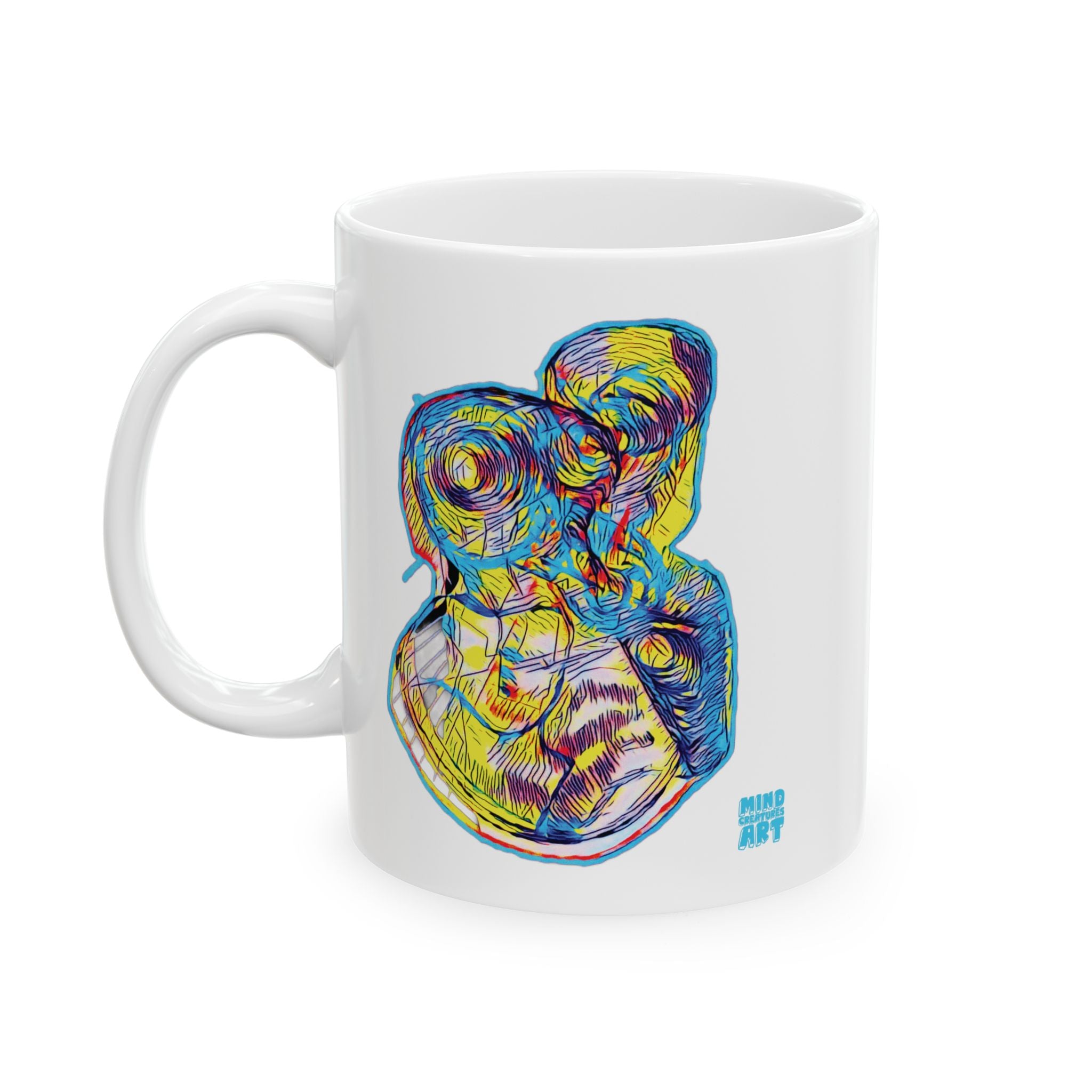Curiosity (Neon) White Ceramic Mug, (11oz, 15oz)