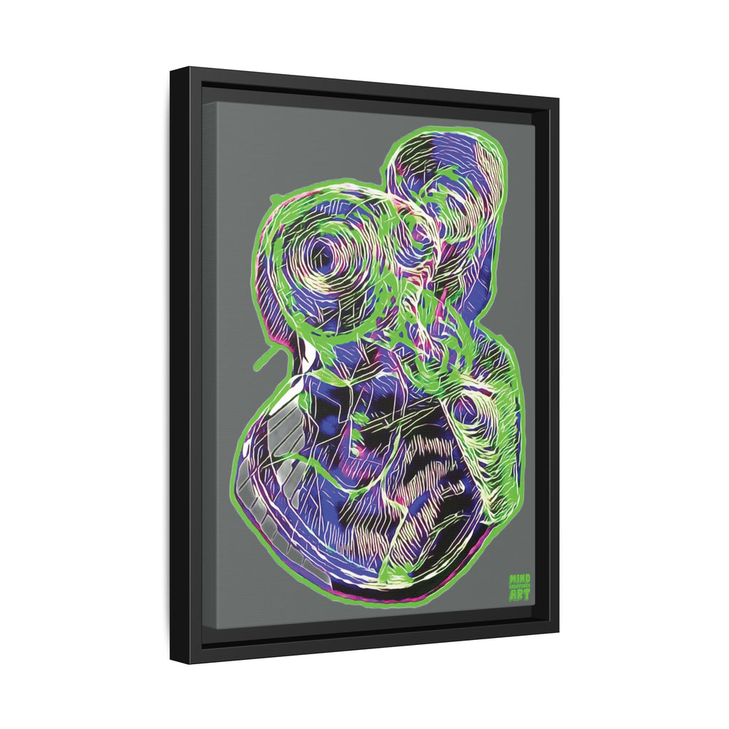 Curiosity (Electric Green, Dark Gray Background) Matte Canvas, Framed
