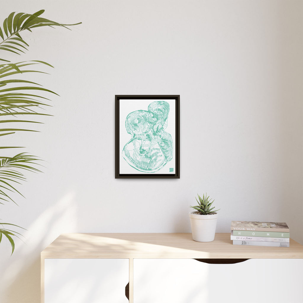 Curiosity (Teal, White Background) Matte Canvas, Framed