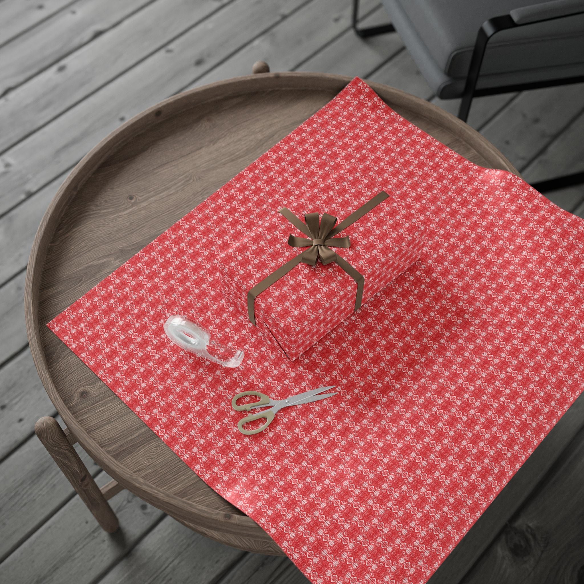 Love (White, Red Background) Heavy Wrapping Paper