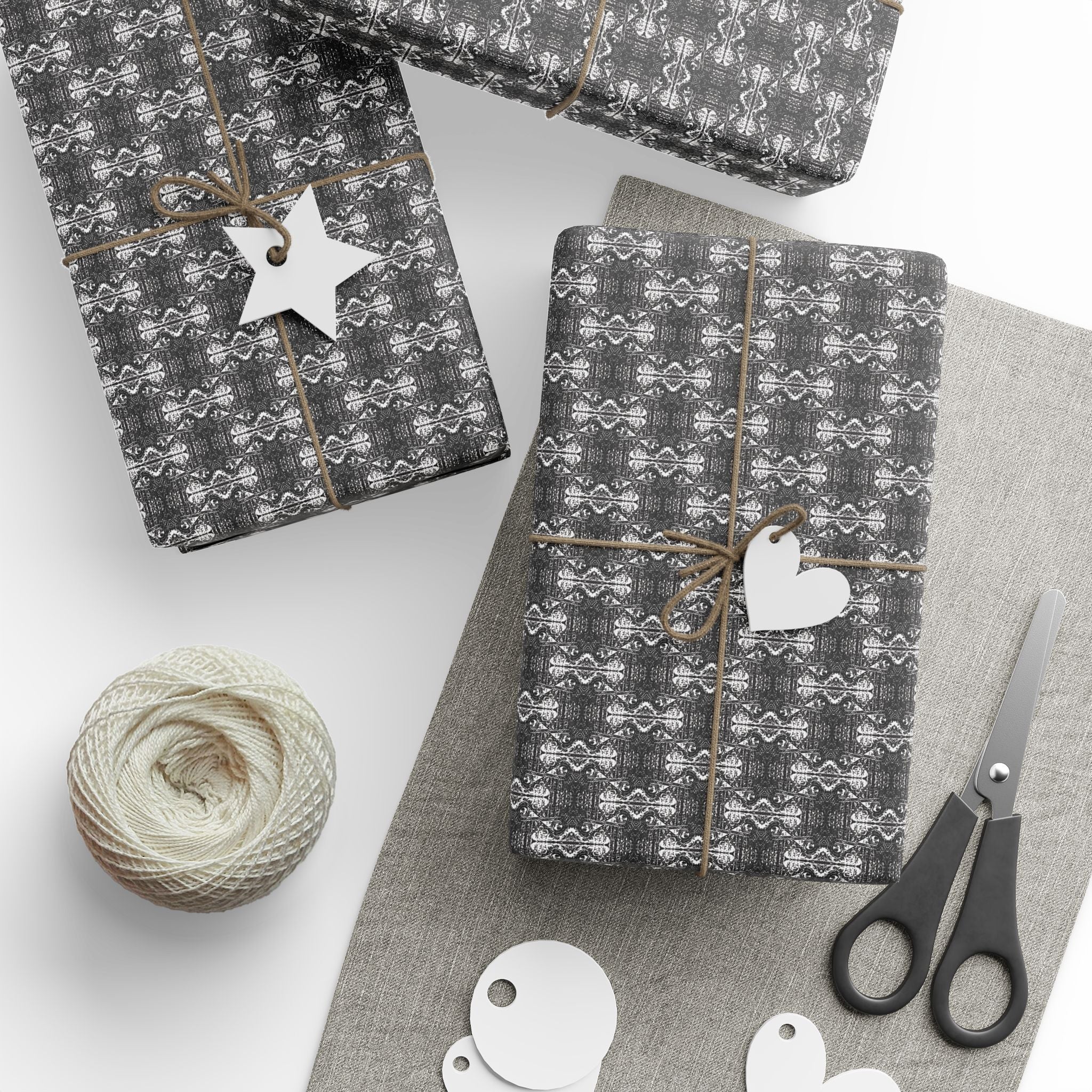 Love (White, Black Background) Heavy Wrapping Paper