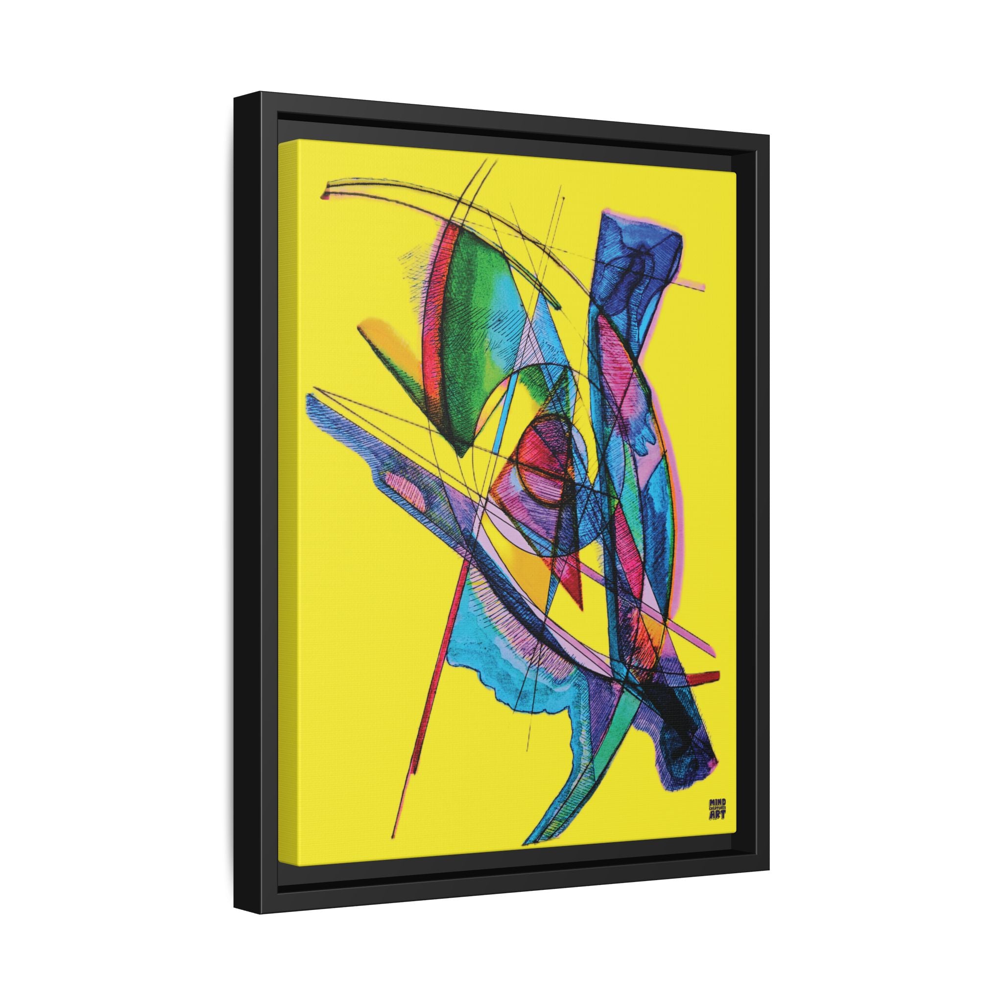 Watching (Yellow Background) Matte Canvas, Framed