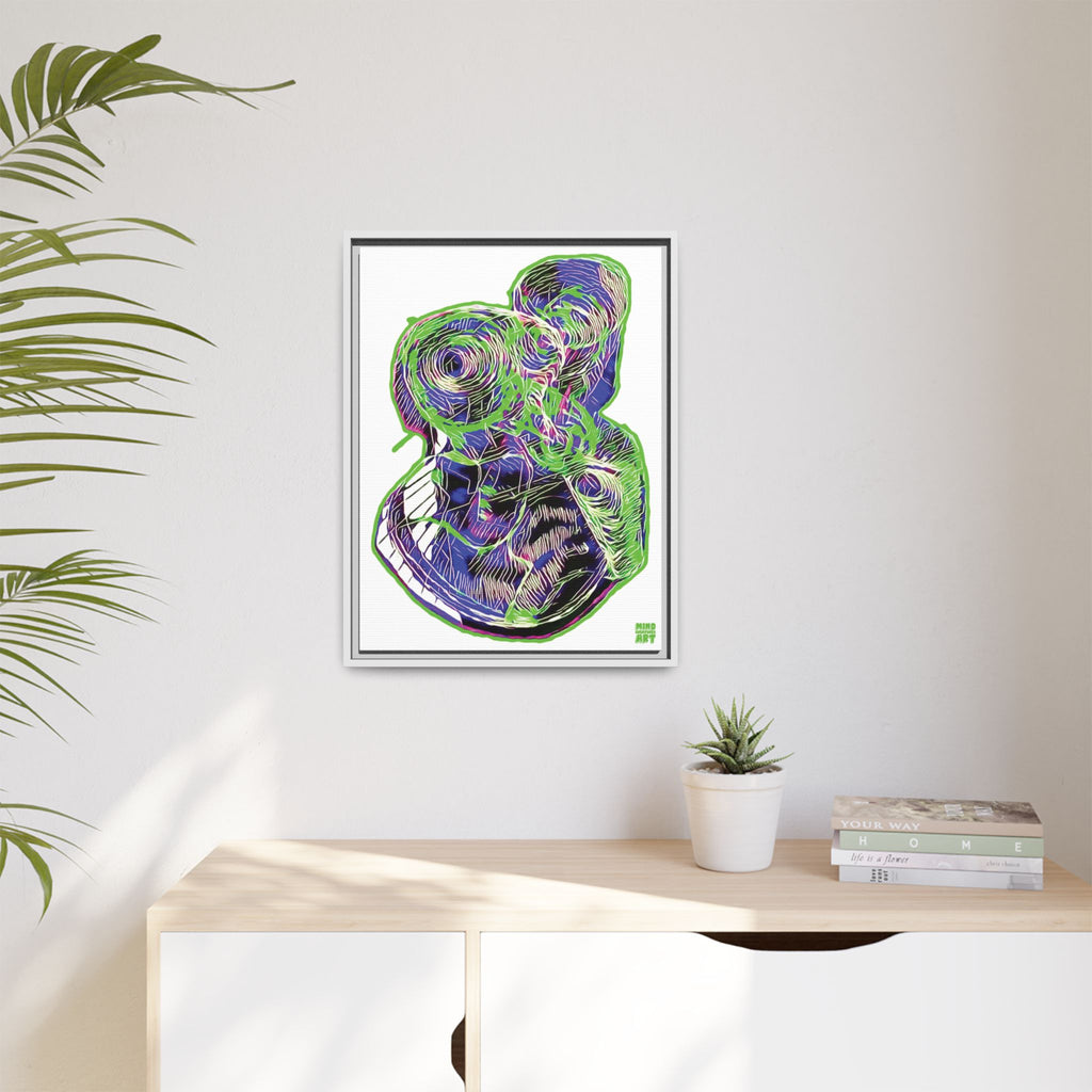 Curiosity (Electric Green, White Background) Matte Canvas, Framed
