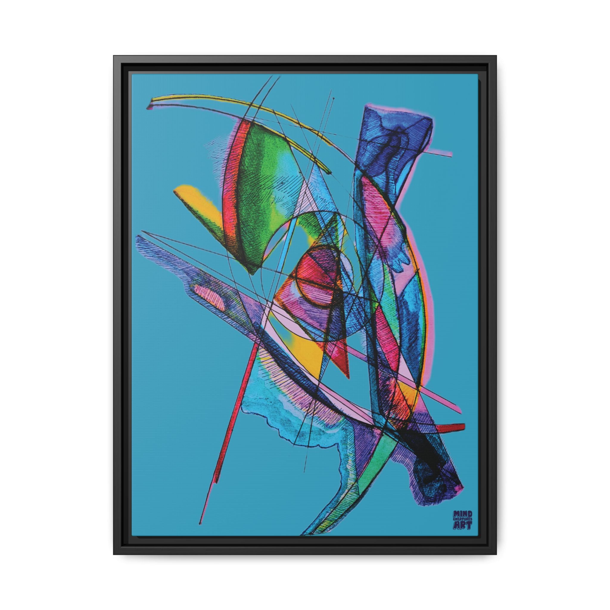 Watching (Turquoise Background) Matte Canvas, Framed