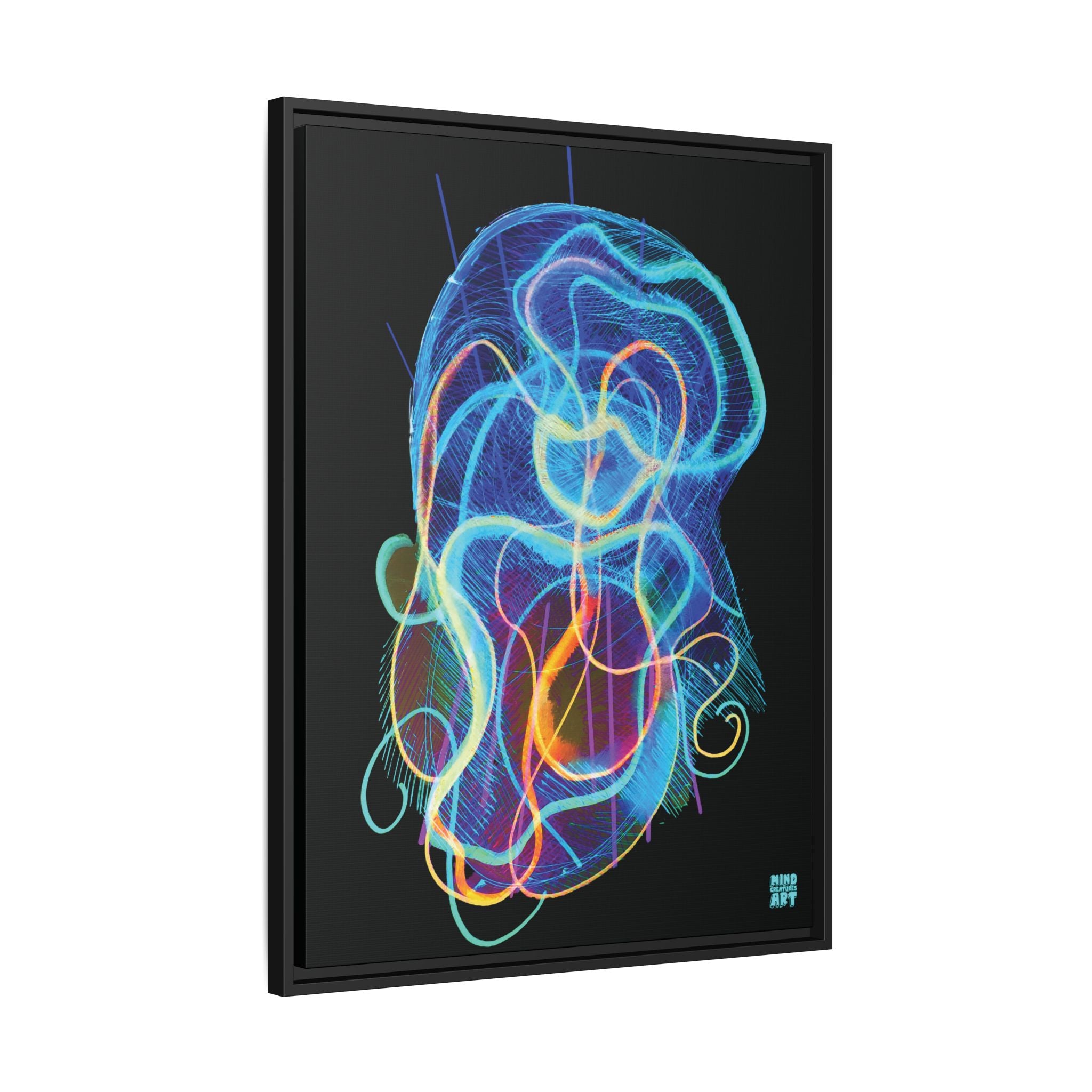 Davy Jones (Electric Blue, Black Background) Matte Canvas, Framed