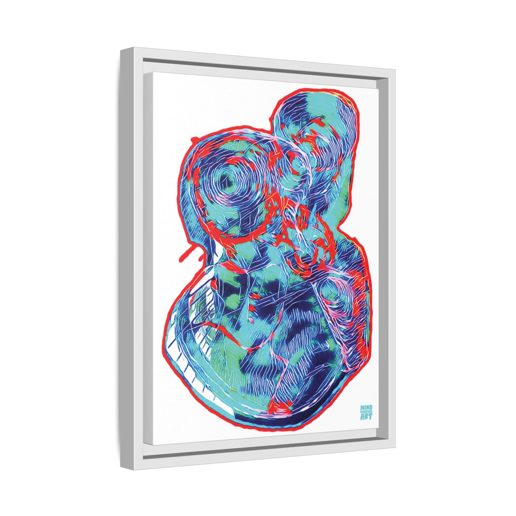 Curiosity (Red & Teal, White Background) Matte Canvas, Framed