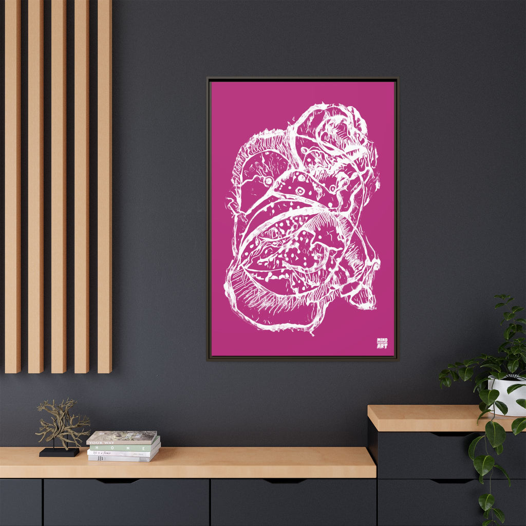Exploration (White, Pink Background) Matte Canvas, Framed