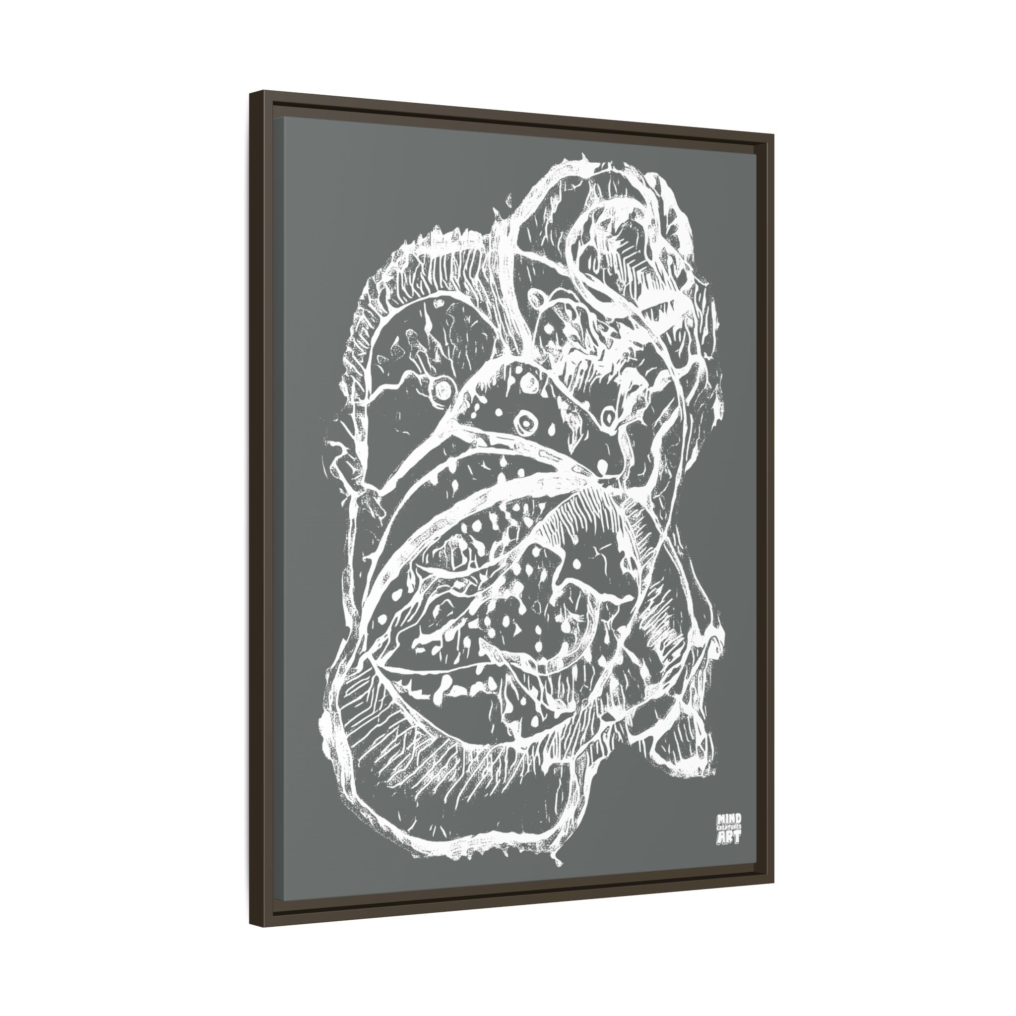 Exploration (White, Dark Gray Background) Matte Canvas, Framed