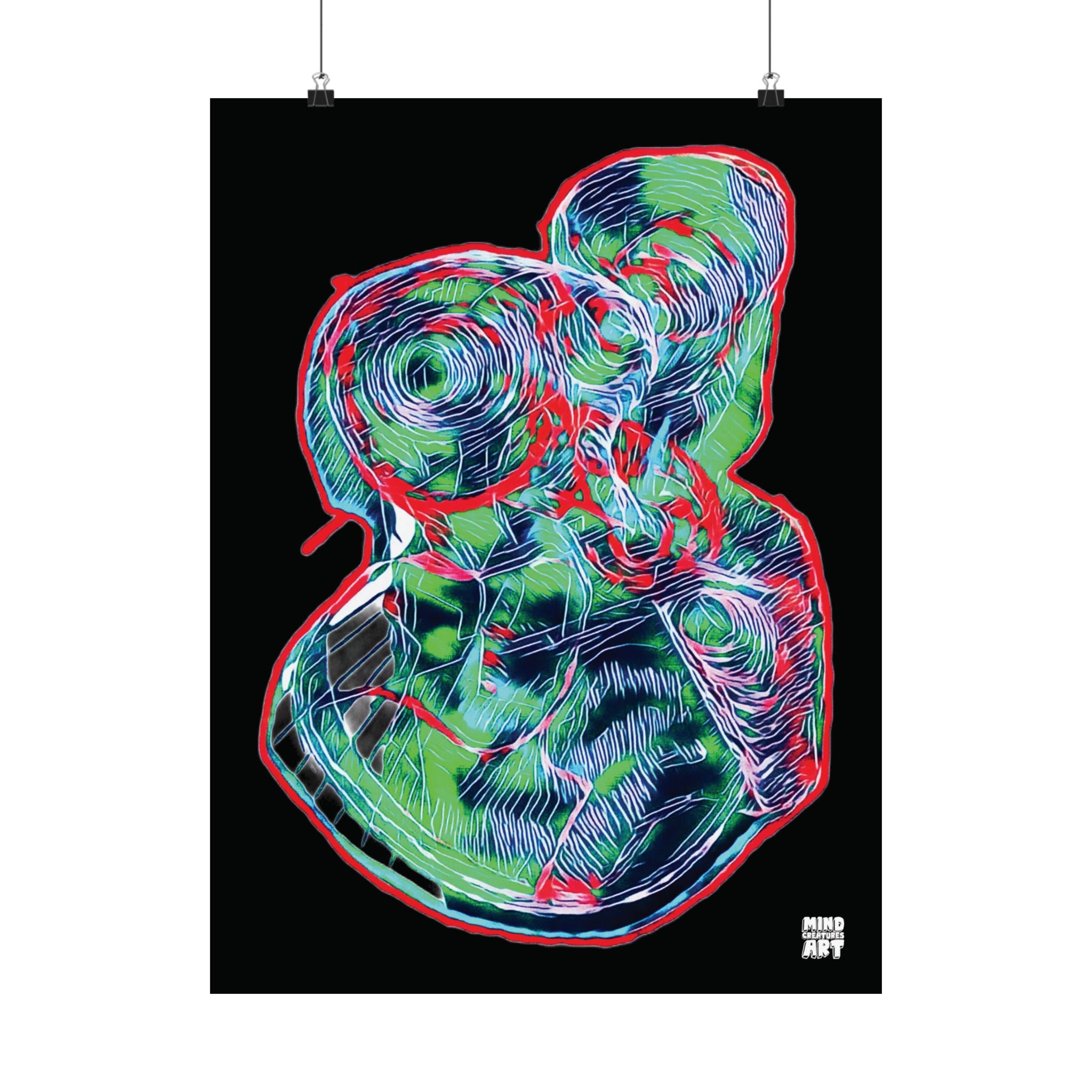 Curiosity (Red & Green, Black Background) Matte Poster