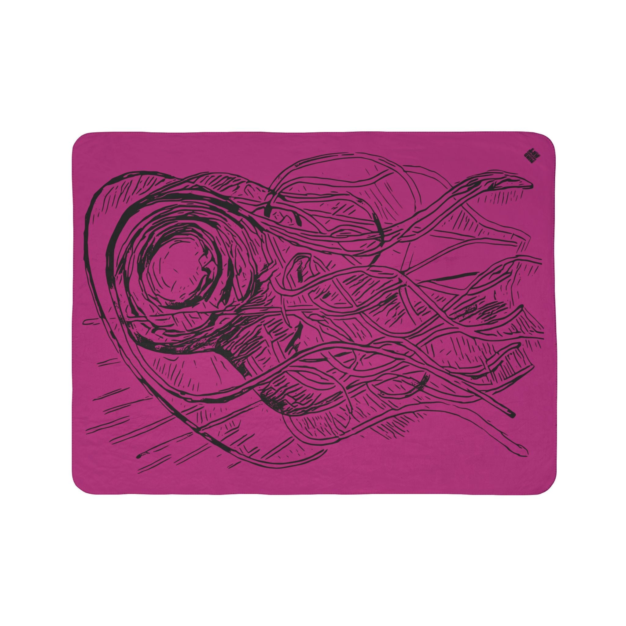 Jelly Jam (Black, Pink Background) Fleece Sherpa Blanket