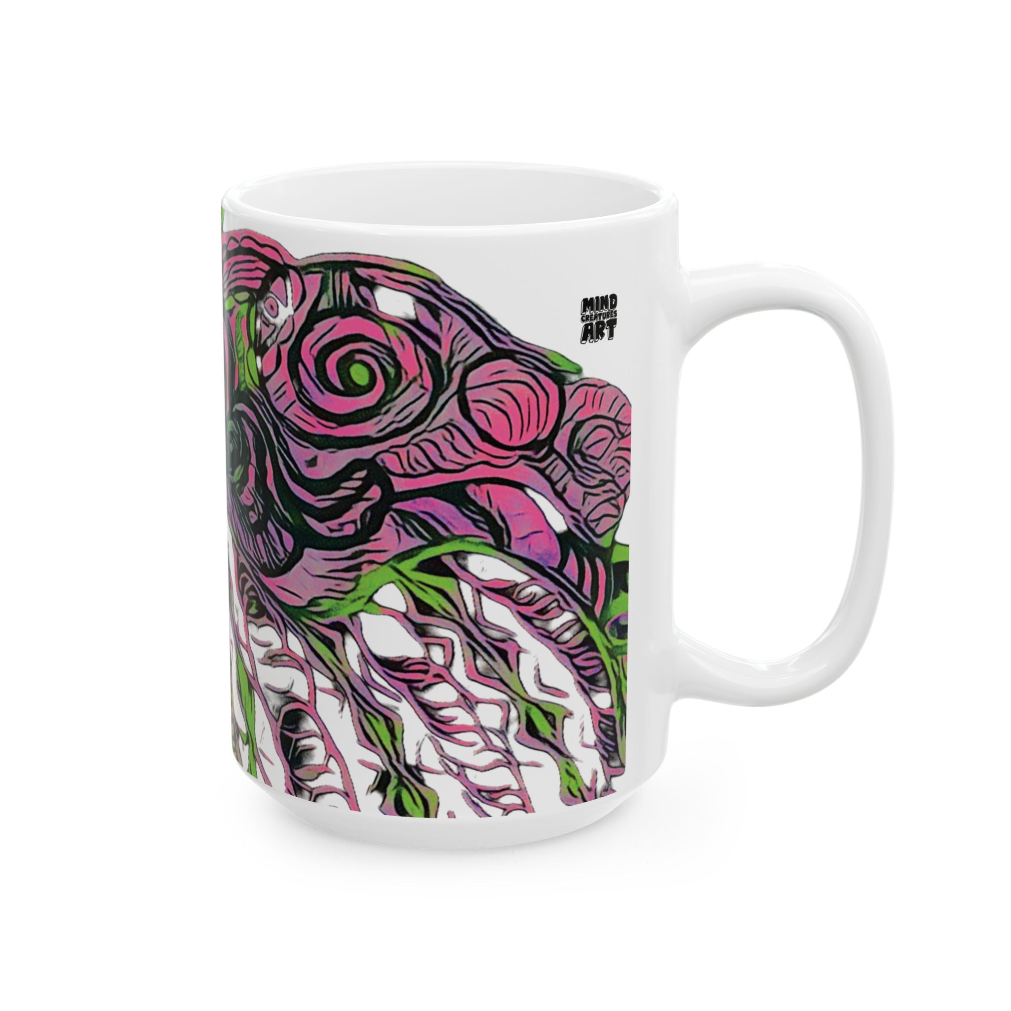 Vessel (Neon) White Ceramic Mug, (11oz, 15oz)