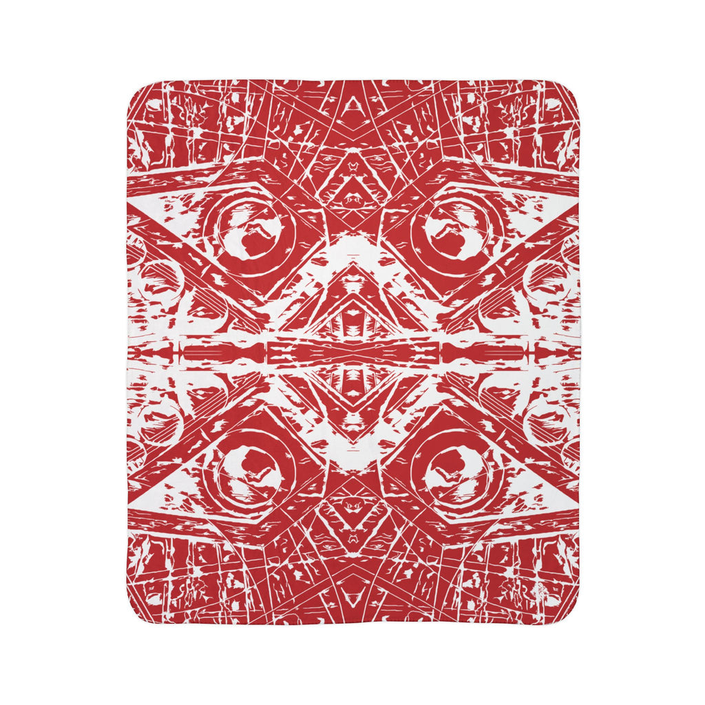 Love (White, Mirror, Red Background) Fleece Sherpa Blanket