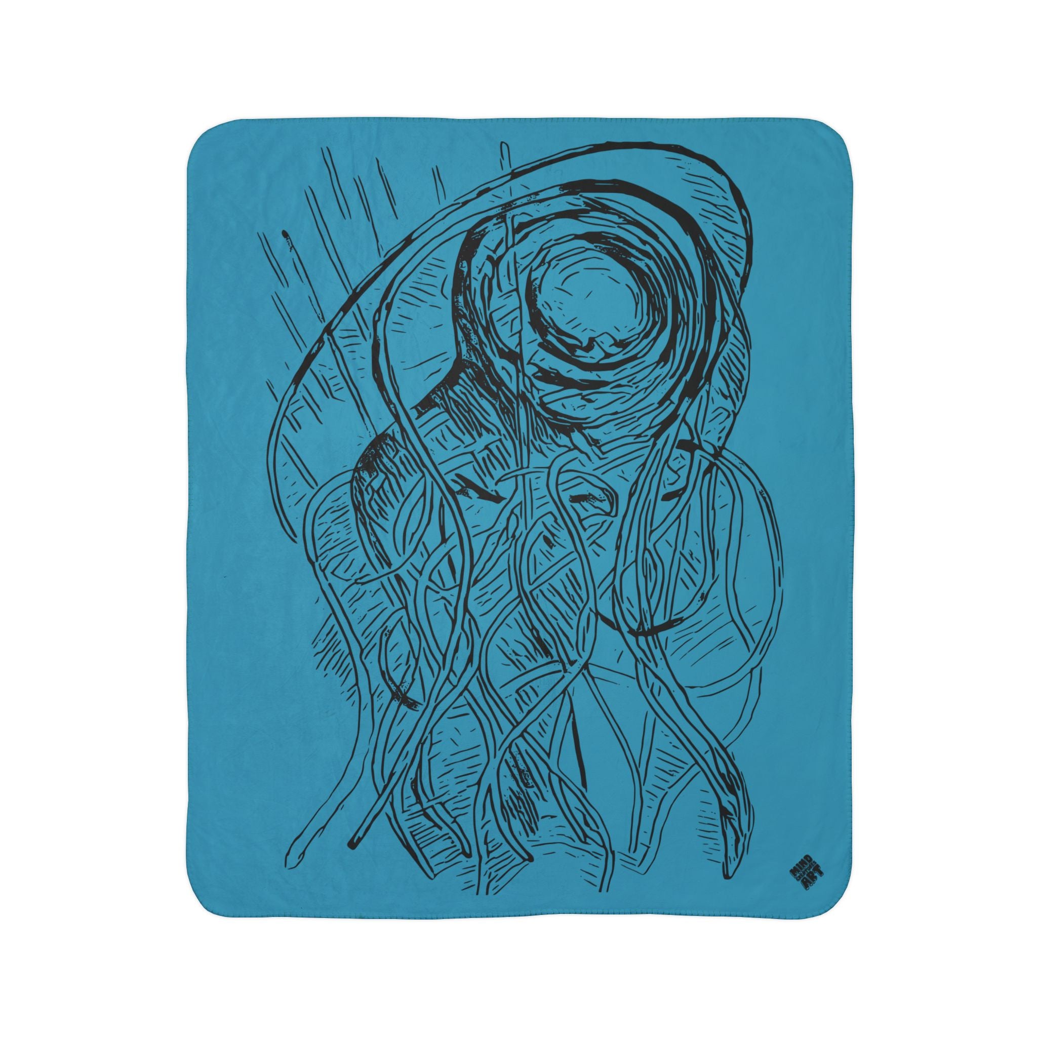 Jelly Jam (Black, Turquoise Background) Fleece Sherpa Blanket