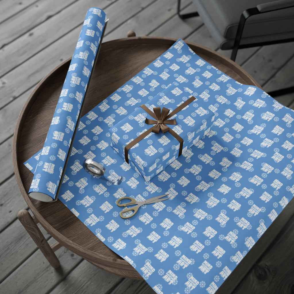 MCA Logo & Snowflake (White, Light Blue Background) Heavy Wrapping Paper