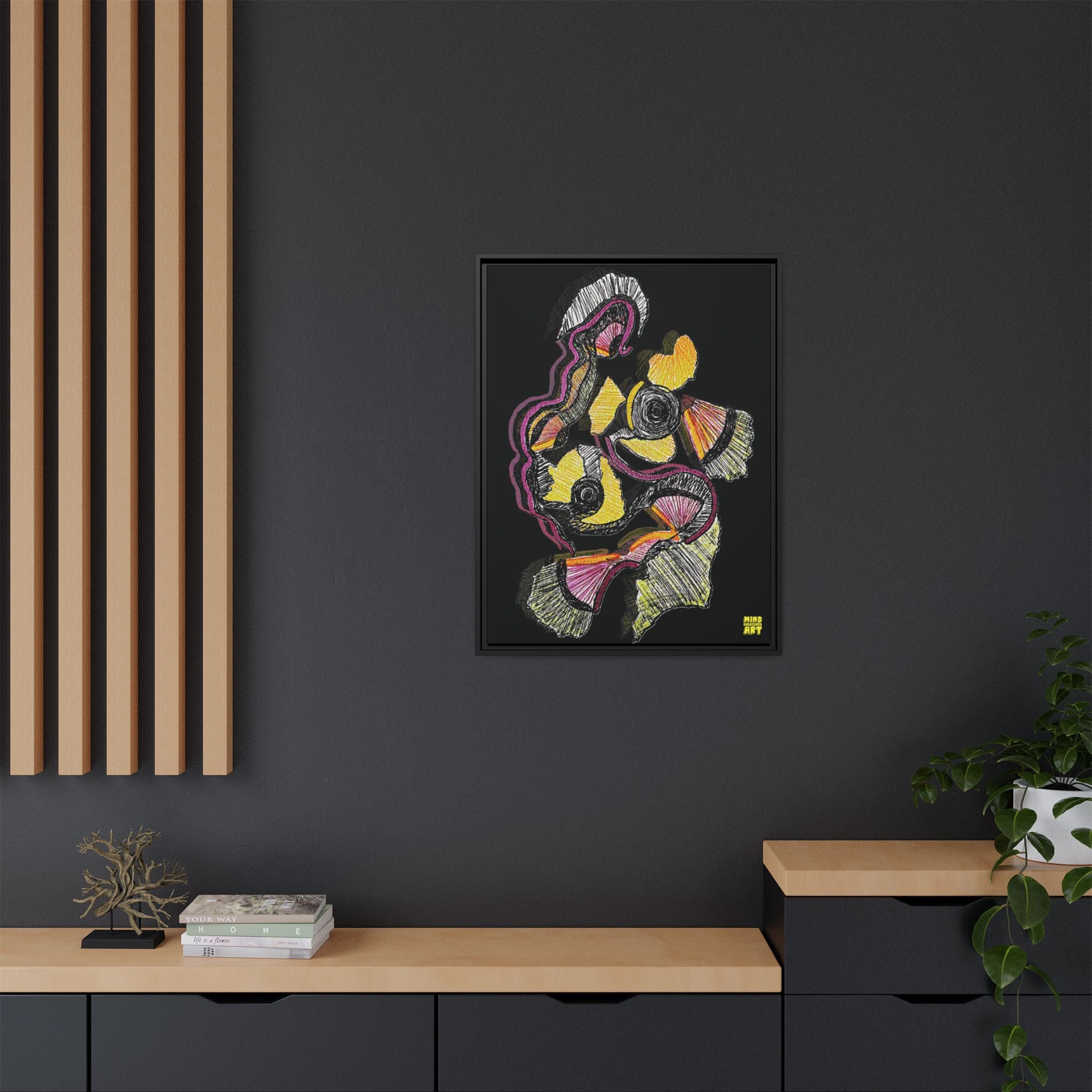 Crimson Teacher (Black Background) Matte Canvas, Framed