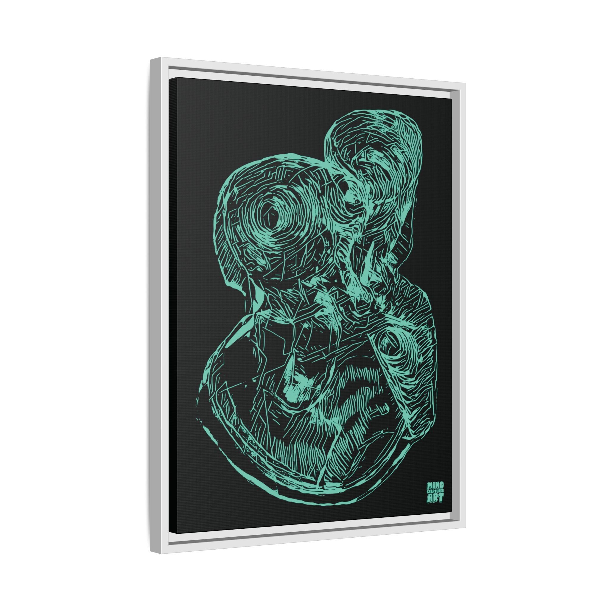 Curiosity (Teal, Black Background) Matte Canvas, Framed