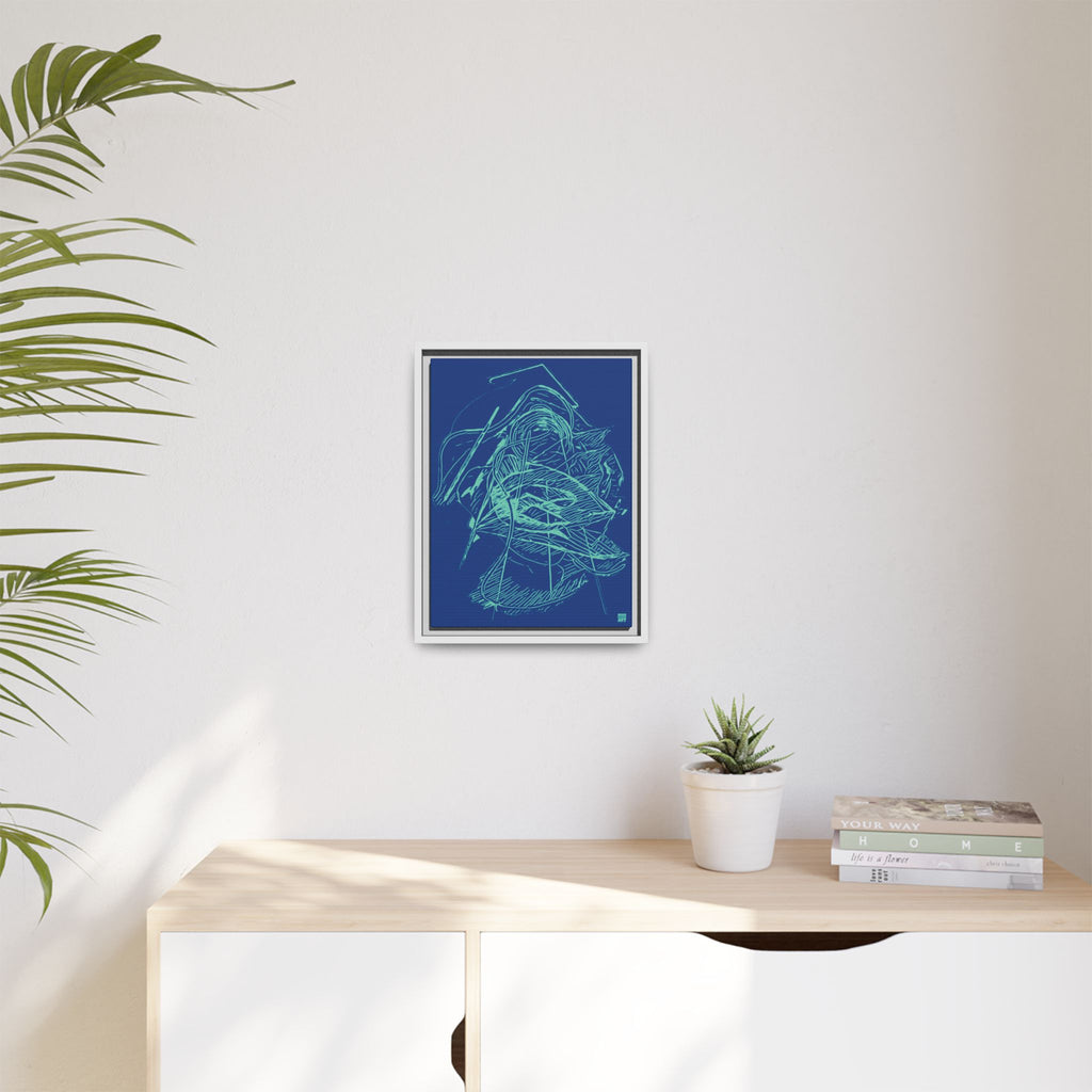 Dive Reflex (Teal, Dark Blue Background) Matte Canvas, Framed