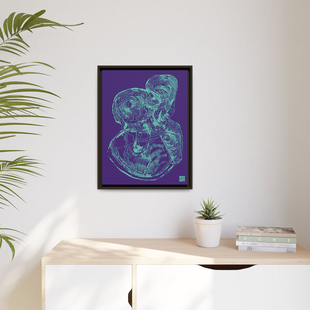 Curiosity (Teal, Purple Background) Matte Canvas, Framed