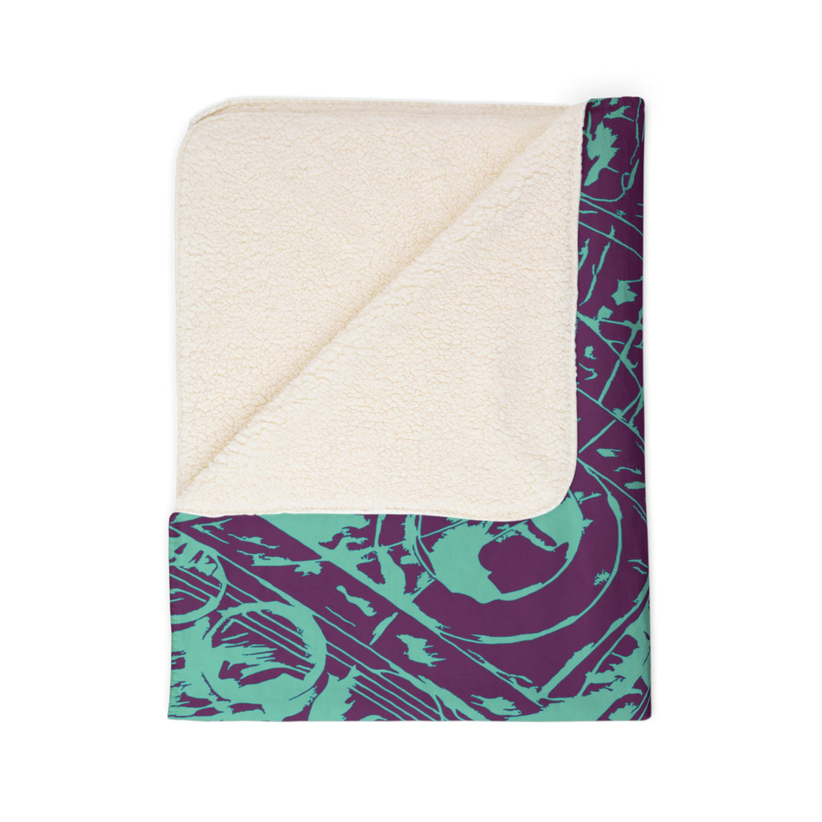 Love (Teal, Mirror, Purple Background) Fleece Sherpa Blanket