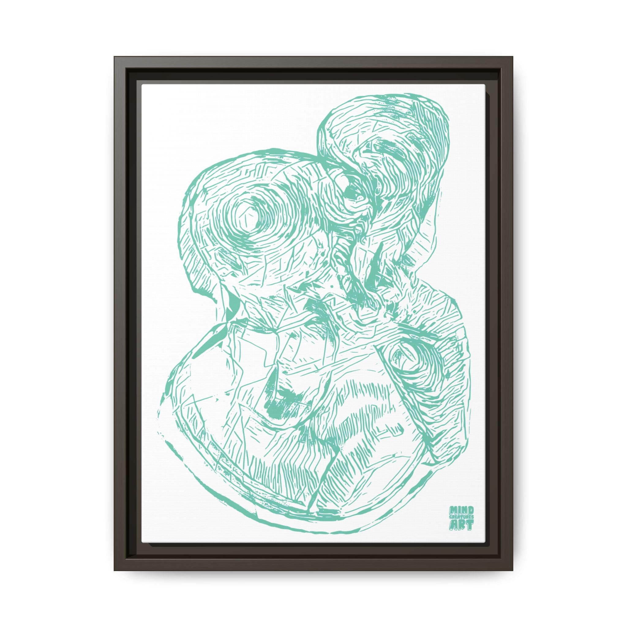 Curiosity (Teal, White Background) Matte Canvas, Framed