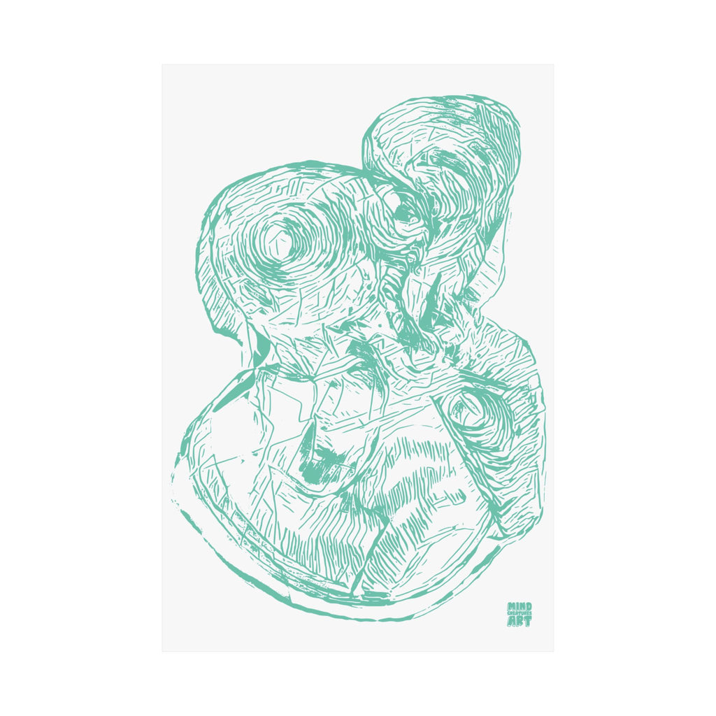Curiosity (Teal, White Background) Matte Poster