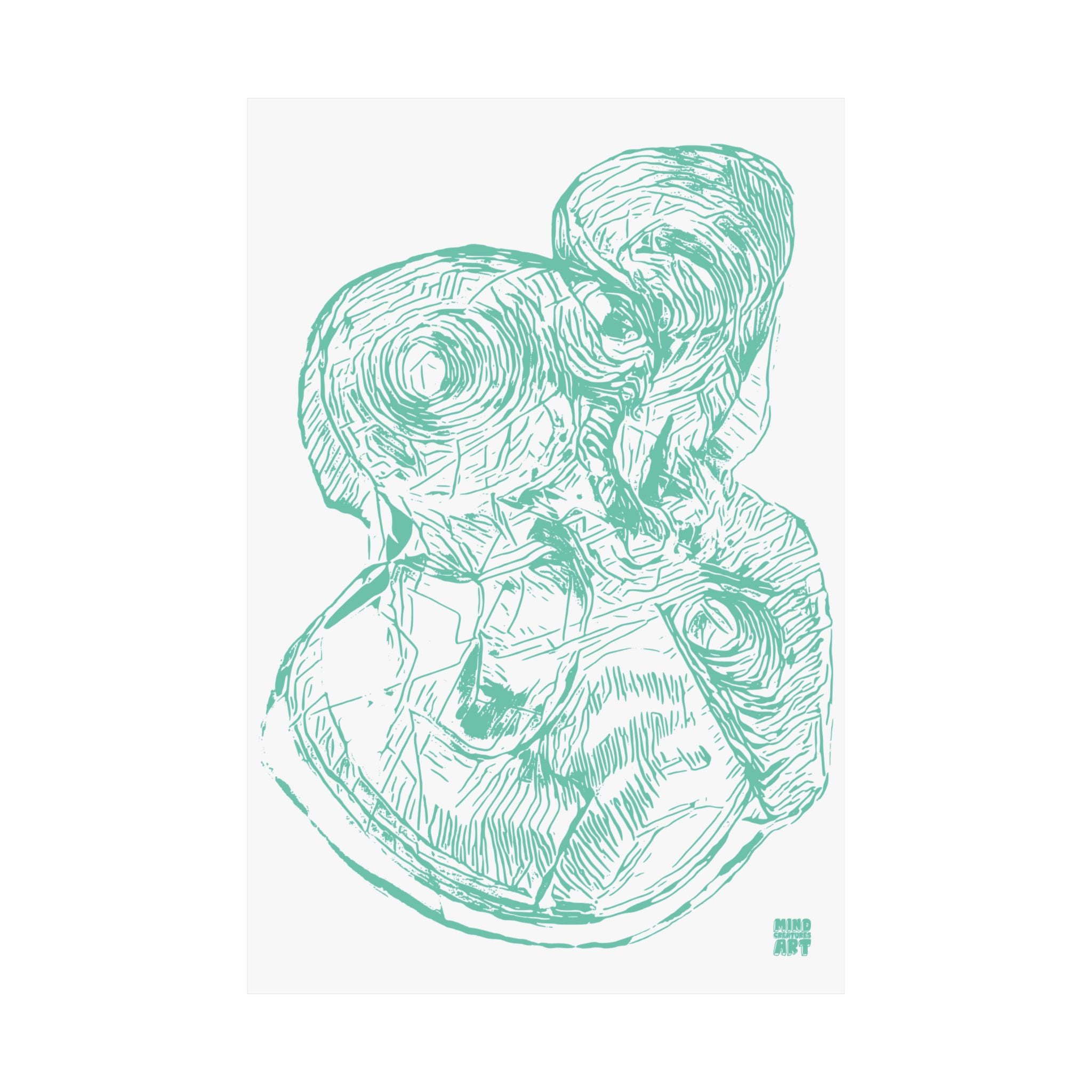 Curiosity (Teal, White Background) Matte Poster