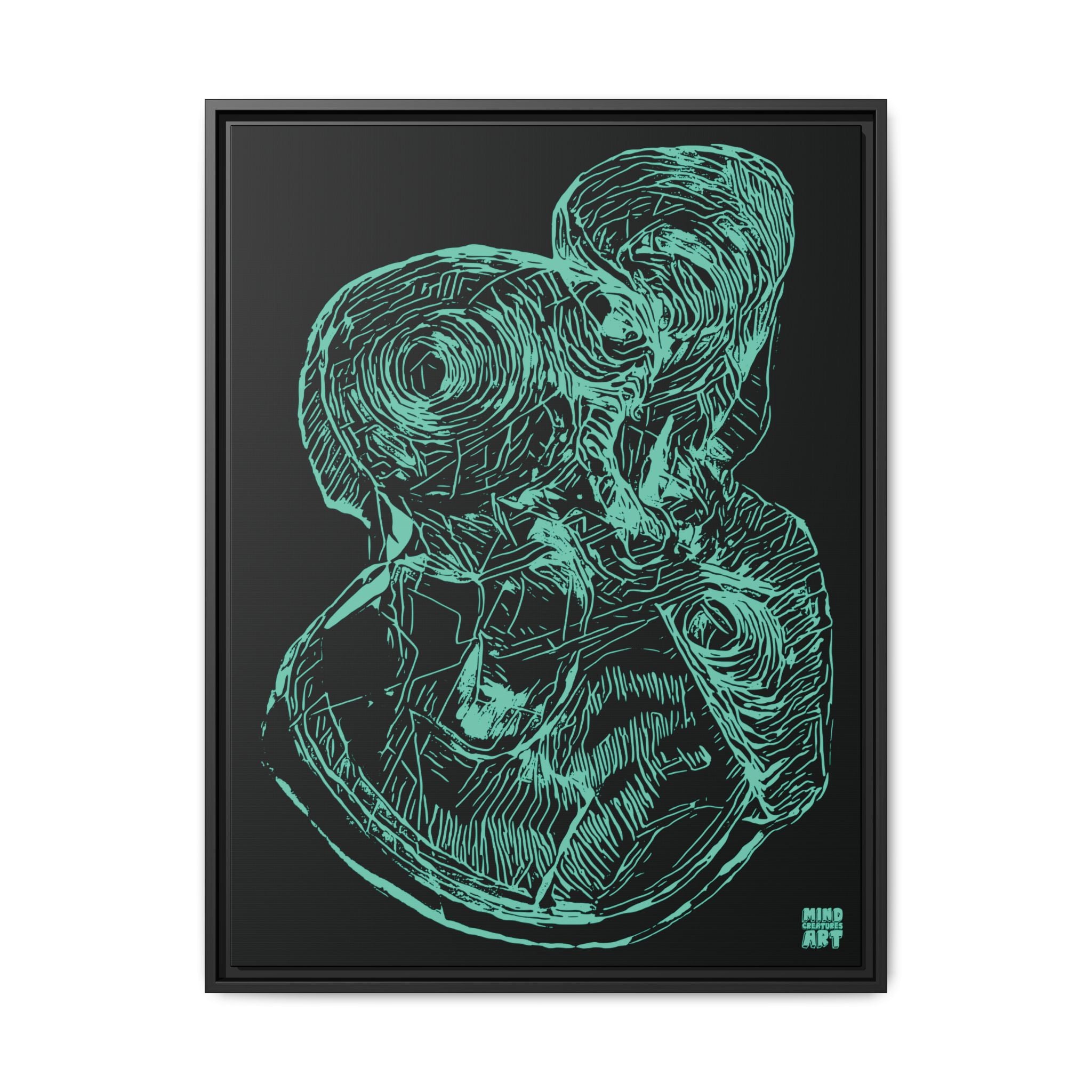 Curiosity (Teal, Black Background) Matte Canvas, Framed