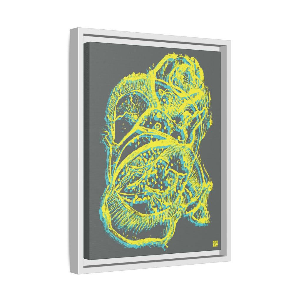 Exploration (Blur, Blue & Yellow, Dark Gray Background) Matte Canvas, Framed
