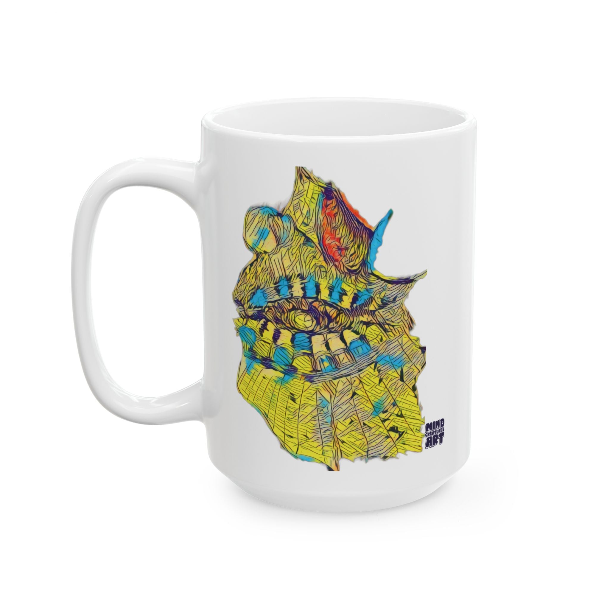 Hypnagogic (Neon) White Ceramic Mug, (11oz, 15oz)