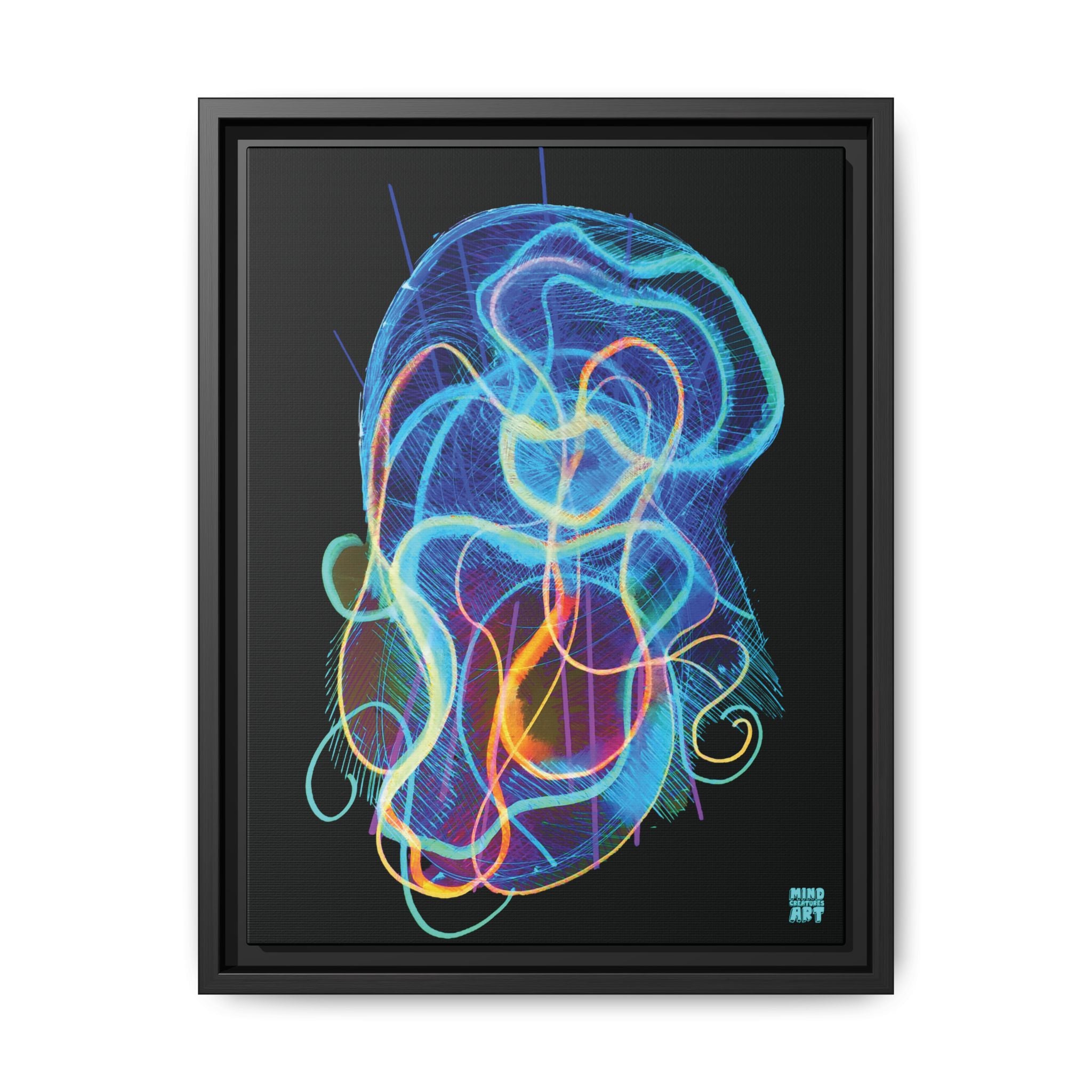 Davy Jones (Electric Blue, Black Background) Matte Canvas, Framed