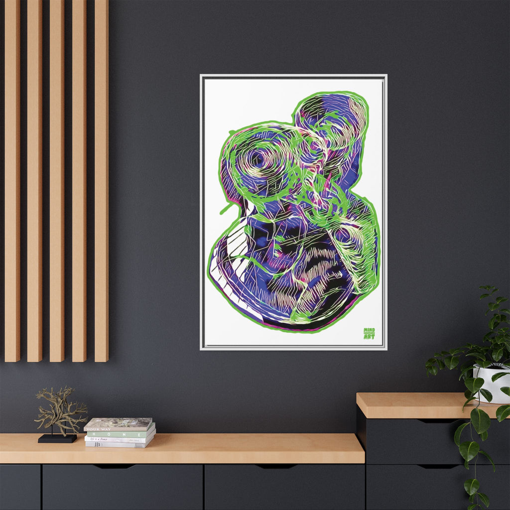 Curiosity (Electric Green, White Background) Matte Canvas, Framed
