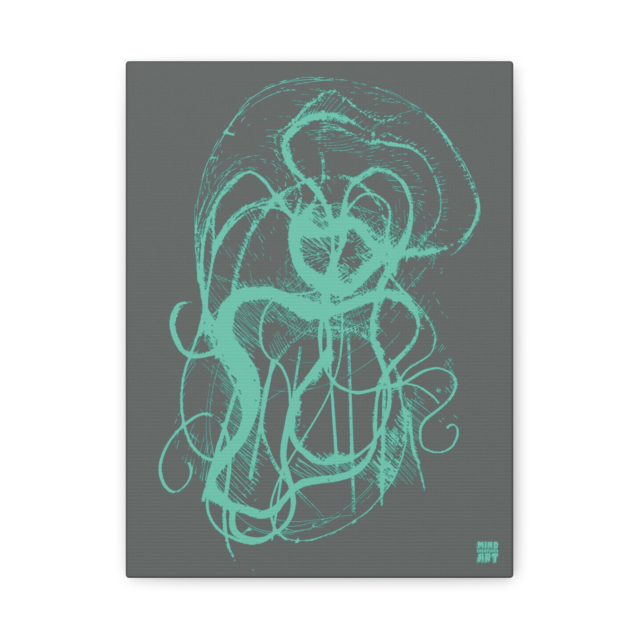 Davy Jones (Teal, Dark Gray Background) Matte Canvas, Stretched, 1.25"