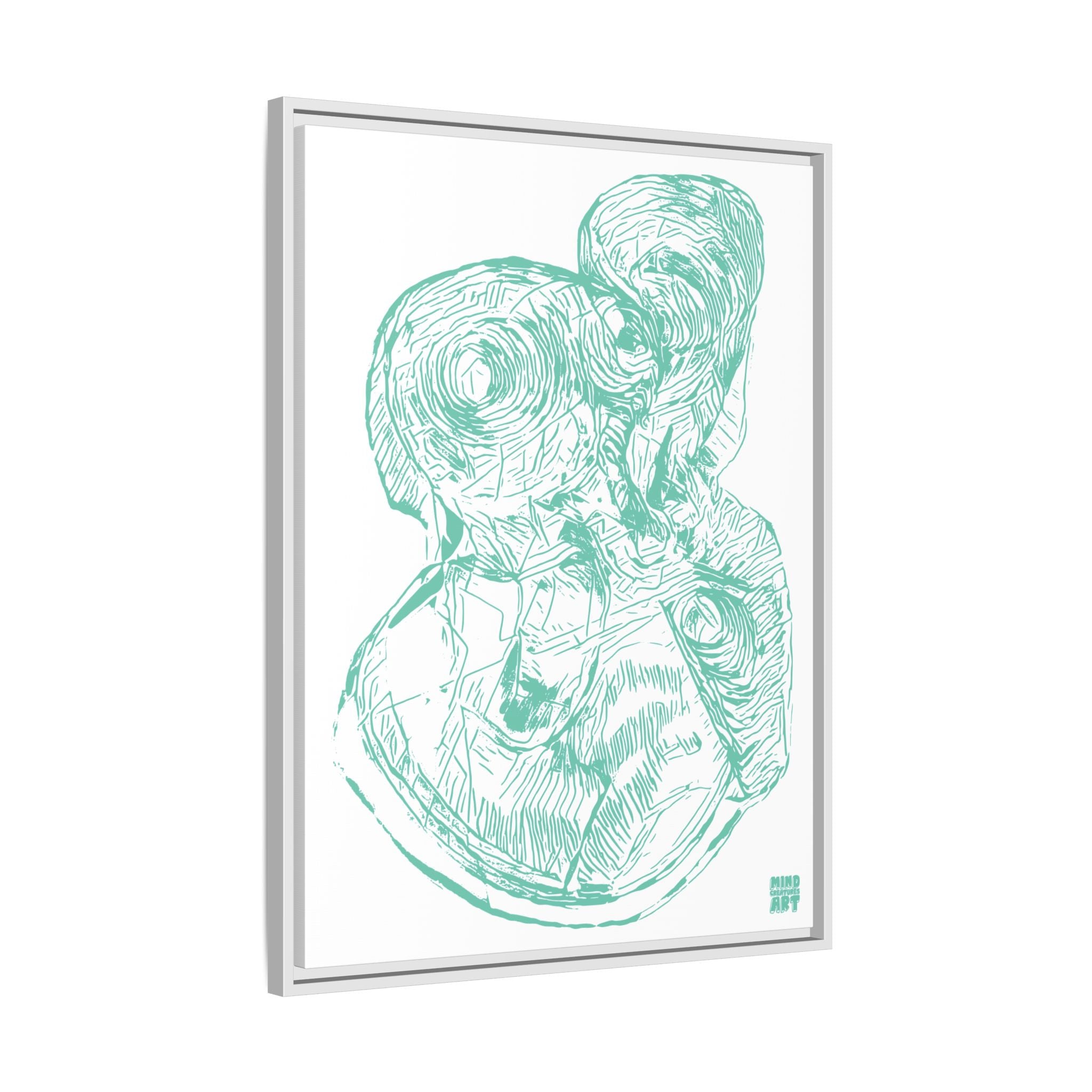 Curiosity (Teal, White Background) Matte Canvas, Framed