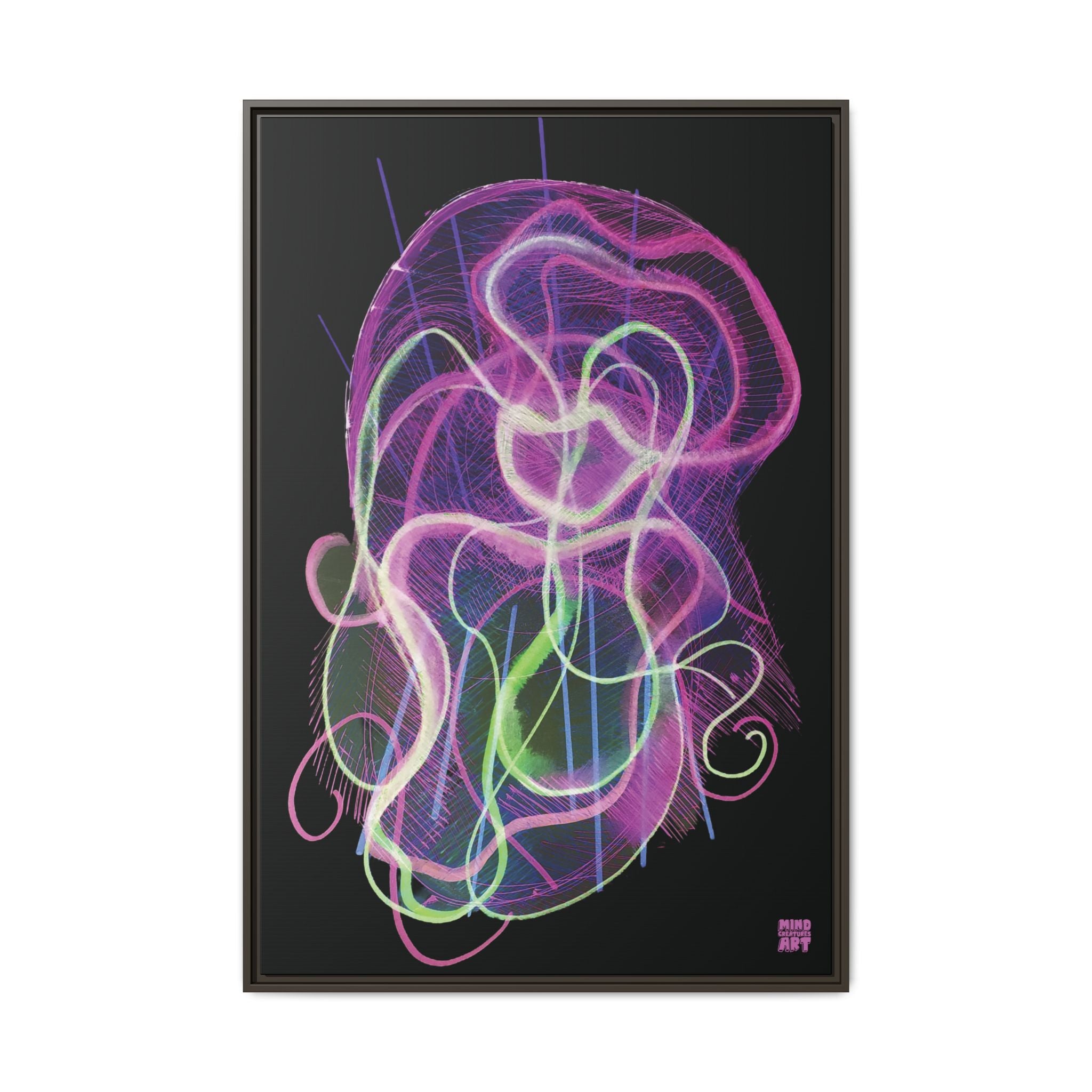 Davy Jones (Electric Pink, Black Background) Matte Canvas, Framed