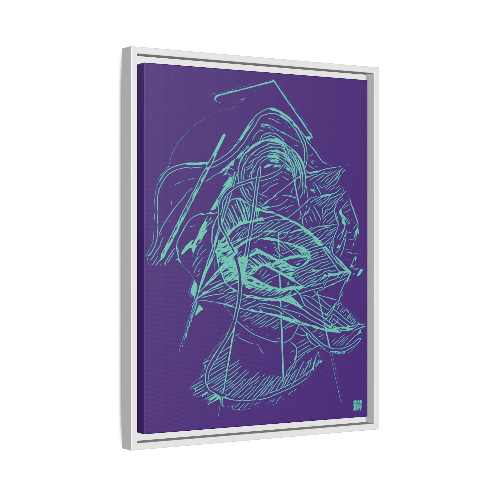 Dive Reflex (Teal, Purple Background) Matte Canvas, Framed
