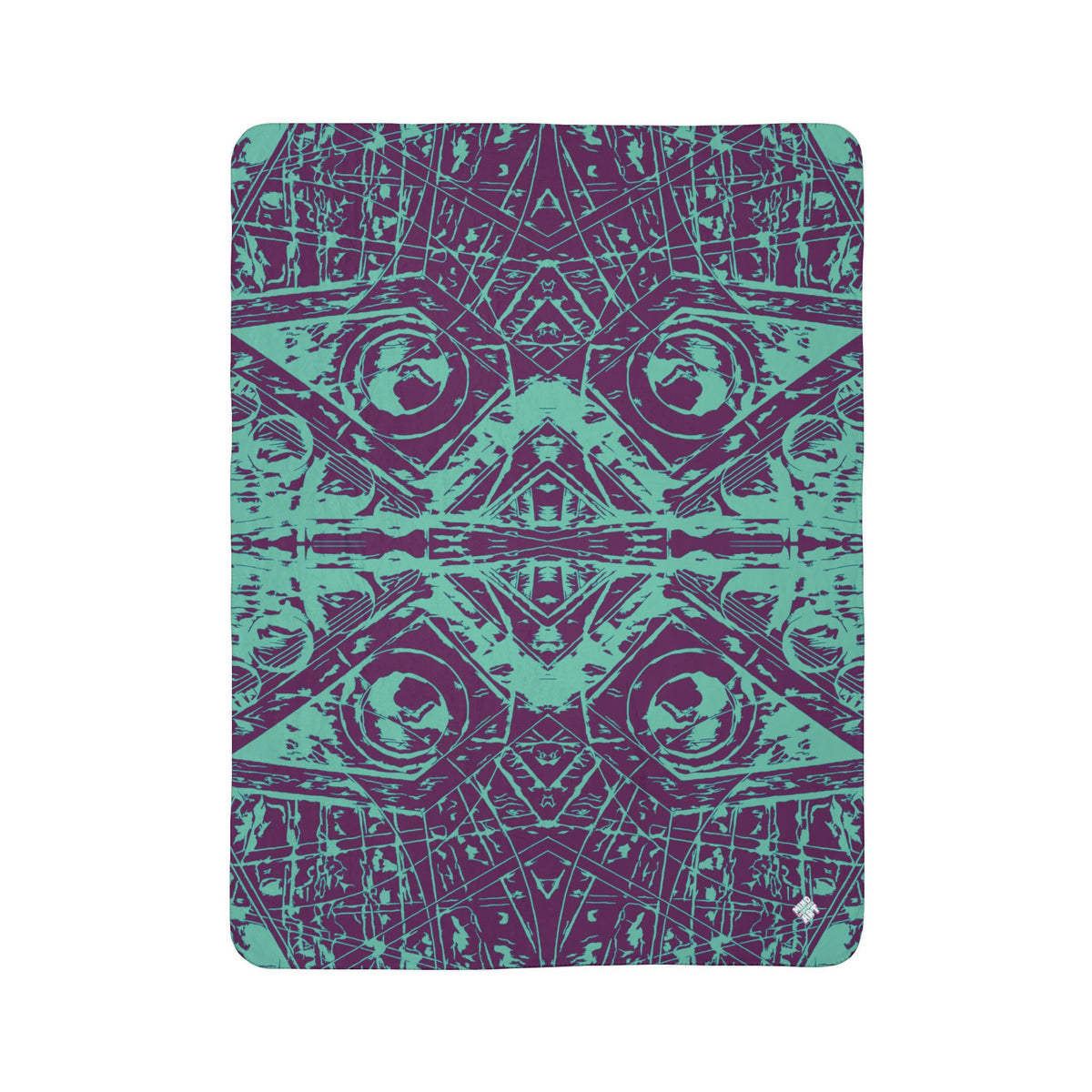 Love (Teal, Mirror, Purple Background) Fleece Sherpa Blanket