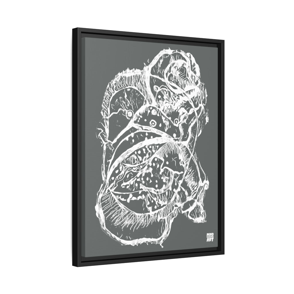 Exploration (White, Dark Gray Background) Matte Canvas, Framed
