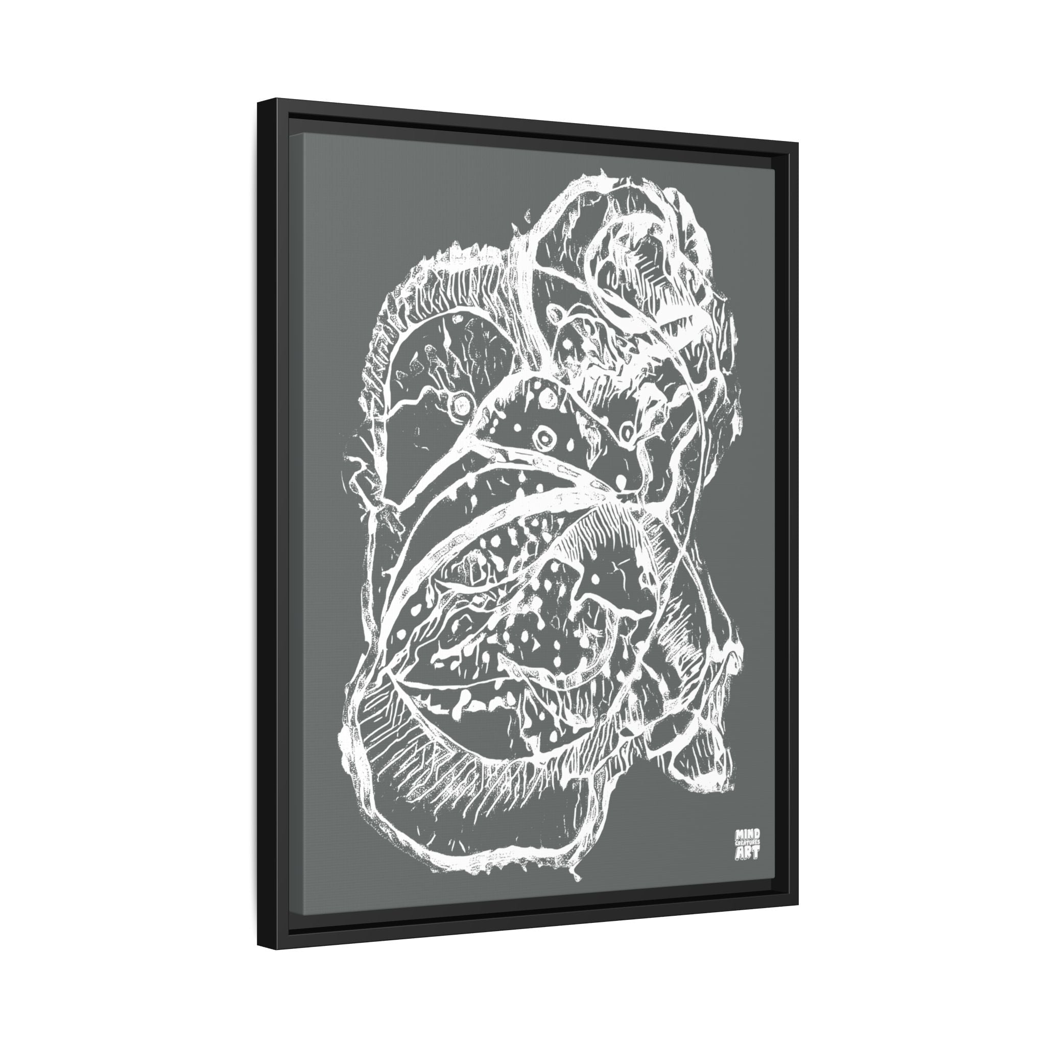 Exploration (White, Dark Gray Background) Matte Canvas, Framed