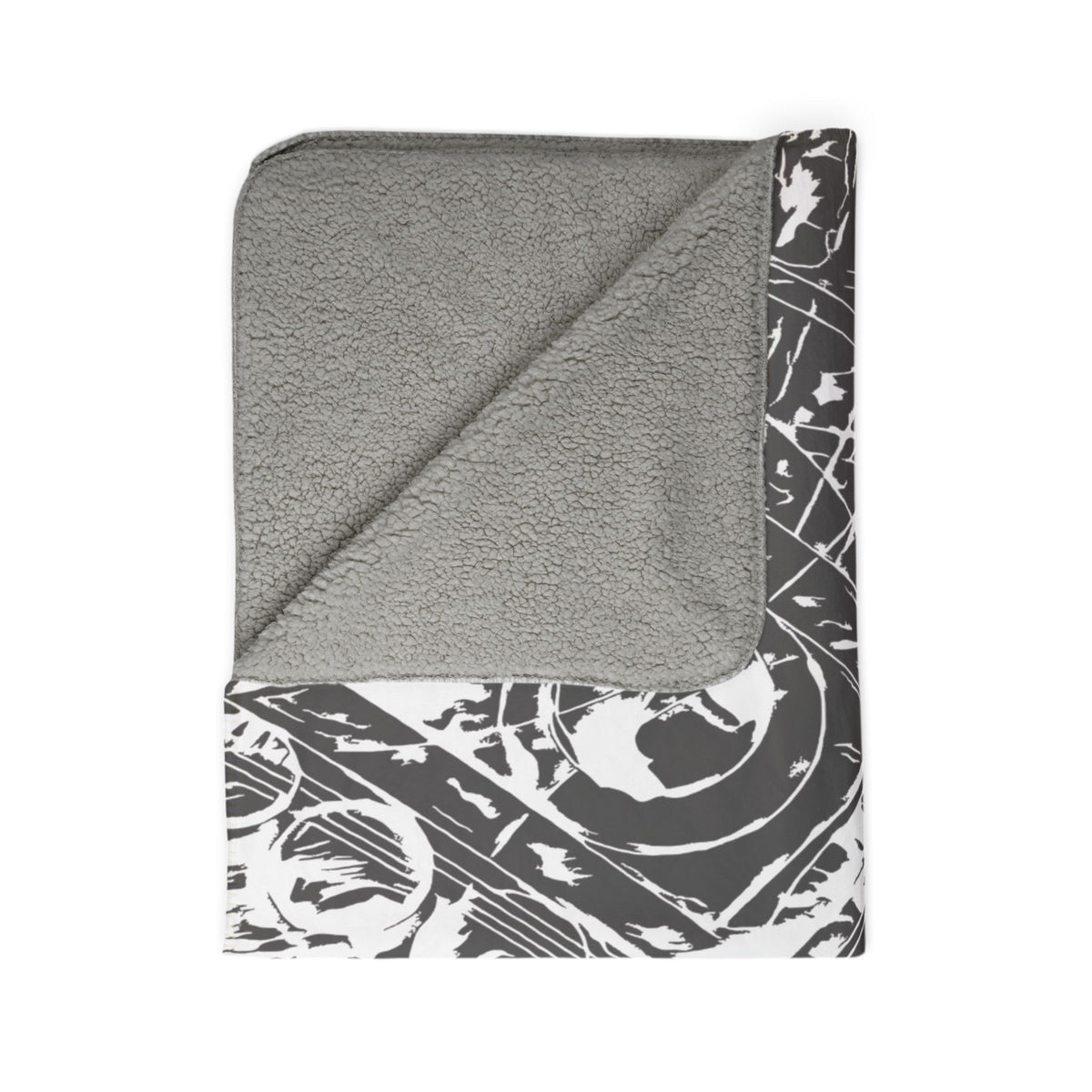Love (White, Mirror, Dark Gray Background) Fleece Sherpa Blanket