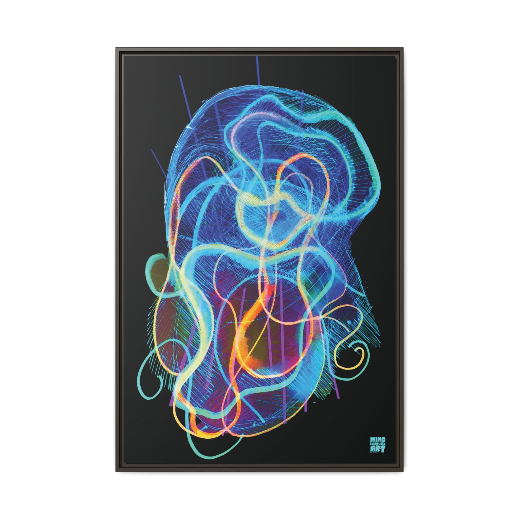 Davy Jones (Electric Blue, Black Background) Matte Canvas, Framed