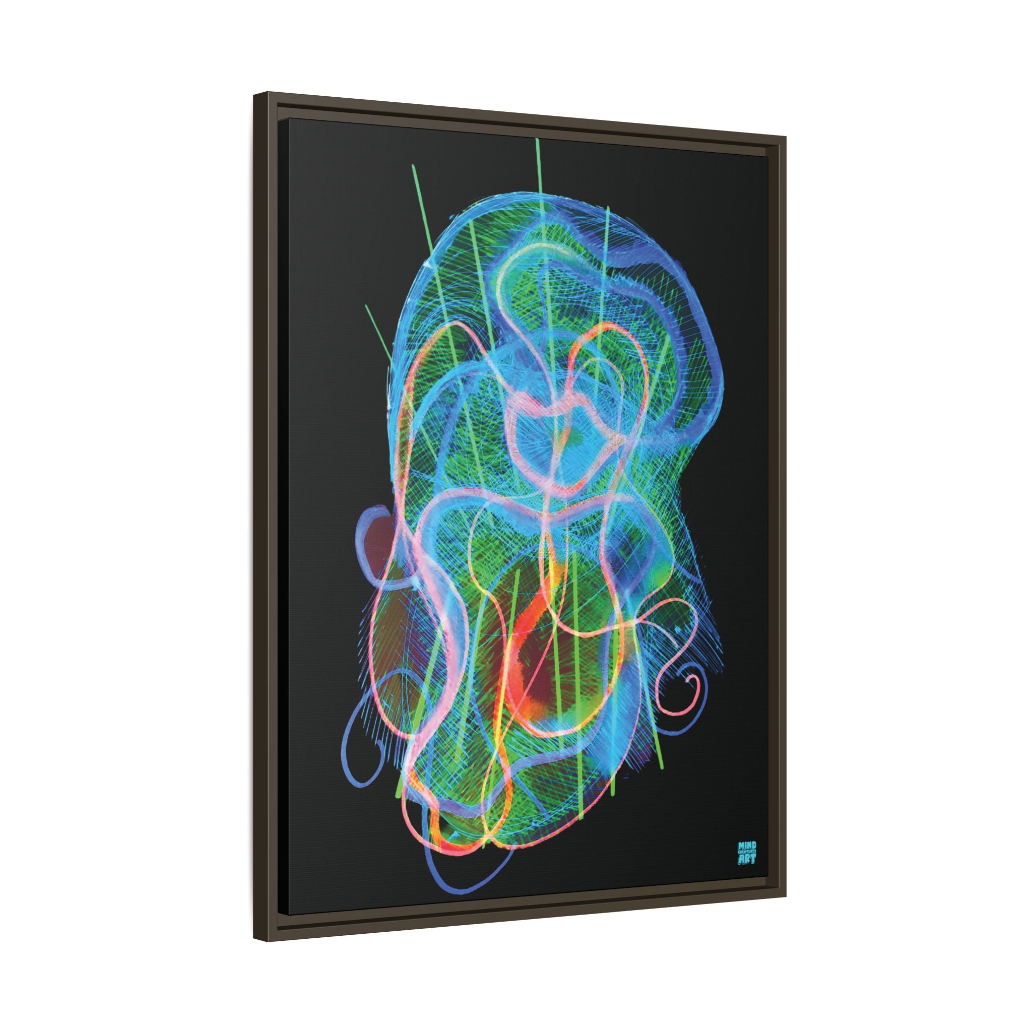 Davy Jones (Electric Blue & Green, Black Background) Matte Canvas, Framed